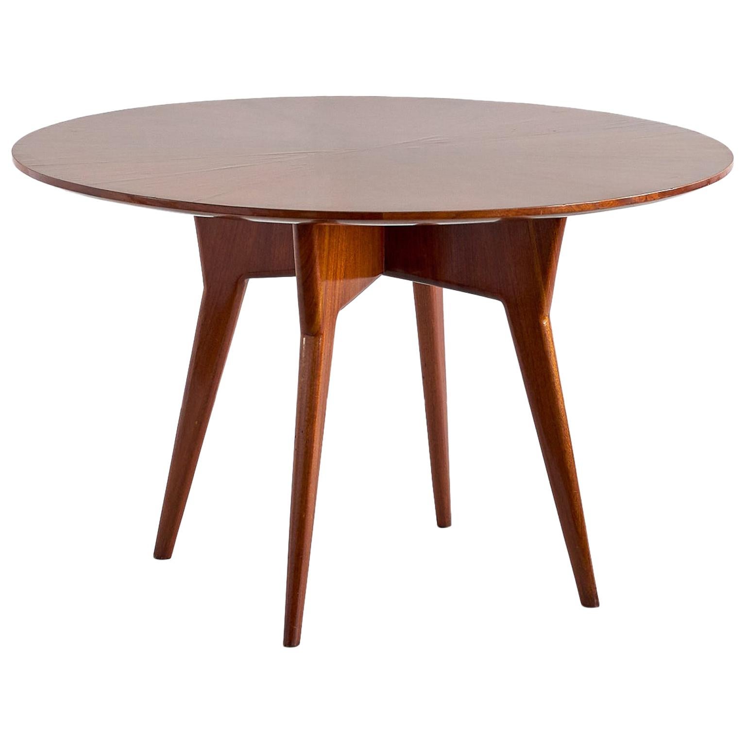 Gio Ponti Round Dining Table in Mahogany and Thuja Burr, Italy, Early 1950s