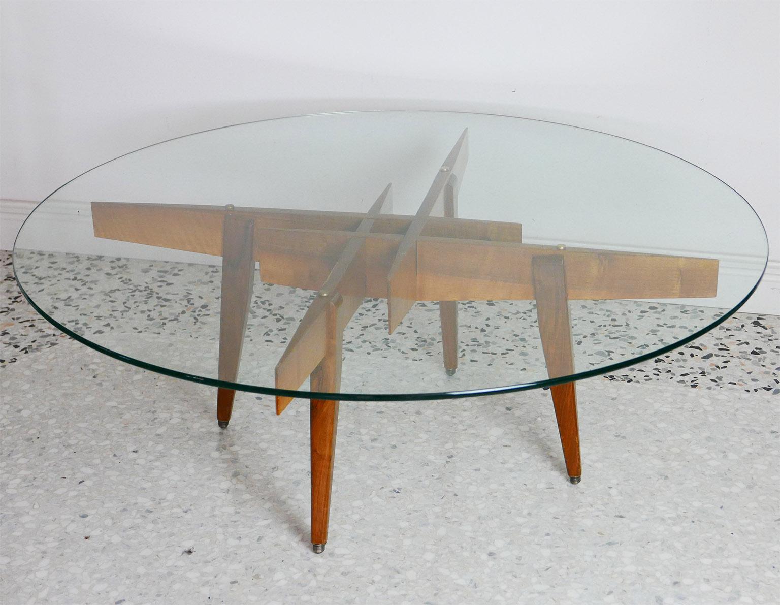 Brass Gio Ponti Low Table Manufactured by Giordano Chiesa with expertise, Milano 1956 For Sale