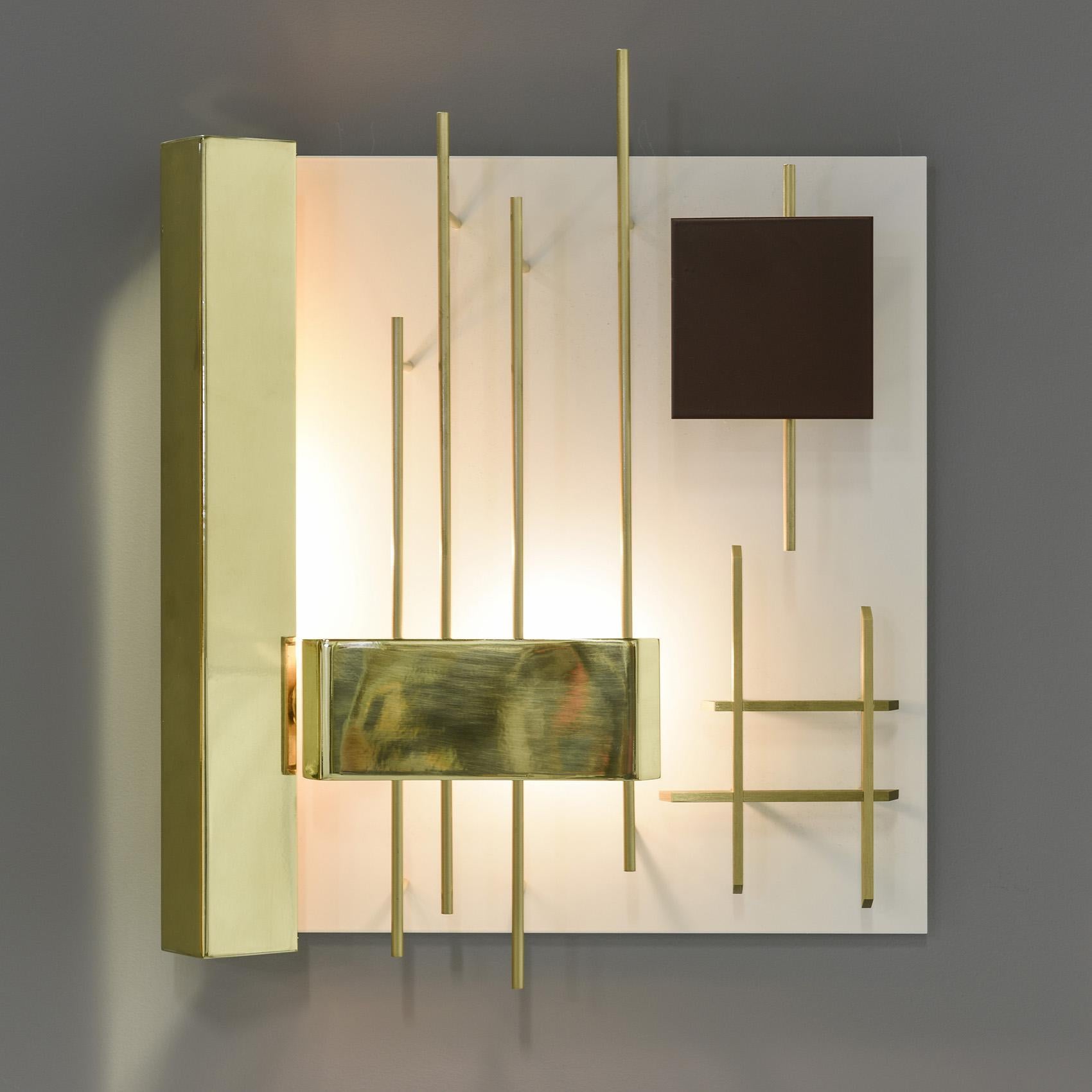 Gio Ponti : Sconces, Brass and Lacquered Metal, Design 1960, Set of 2 In Excellent Condition In VILLEURBANNE, FR