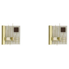 Gio Ponti : Sconces, Brass and Lacquered Metal, Design 1960, Set of 2