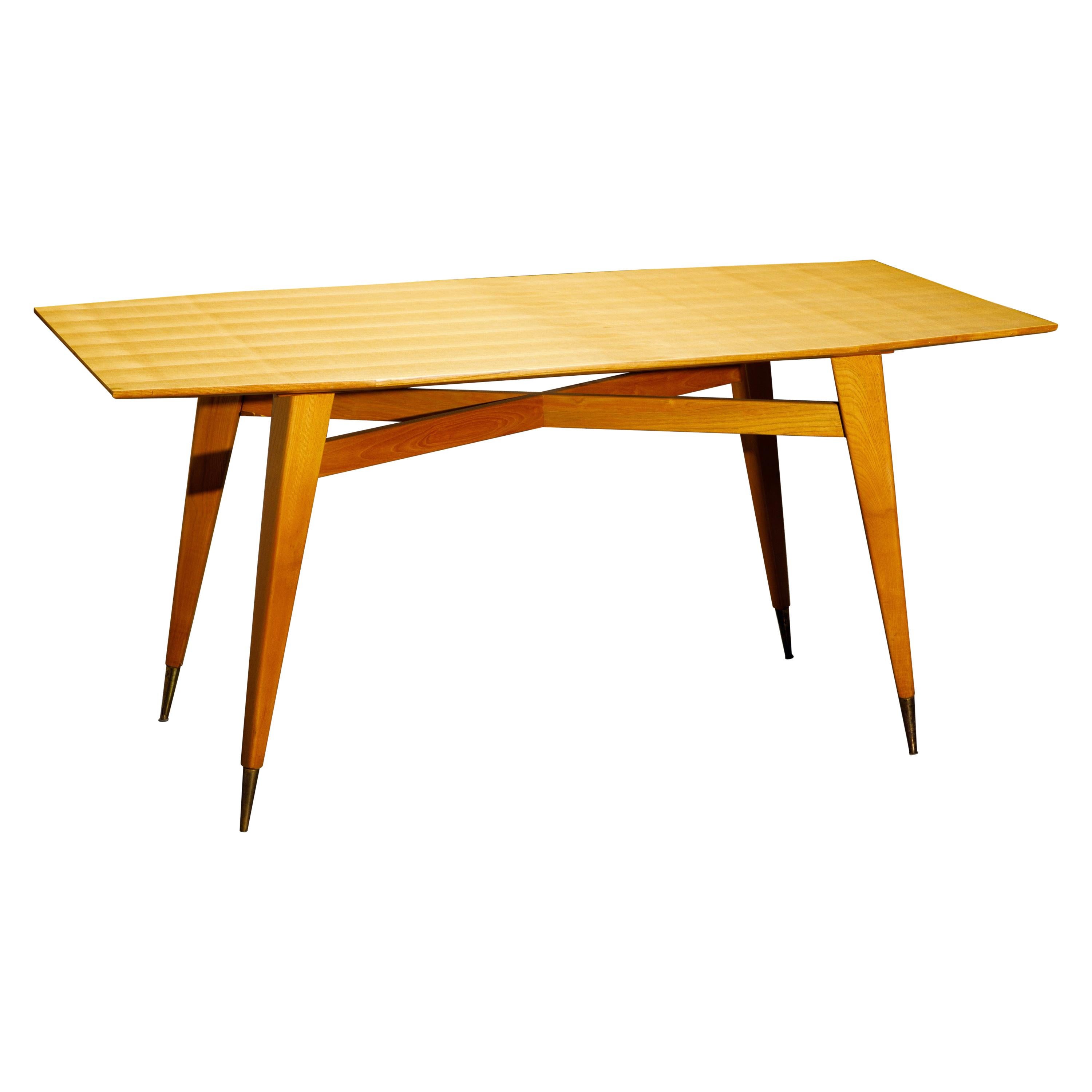 Gio Ponti Sculptural Veined Ash Dining Table or Desk, circa 1950, Italy