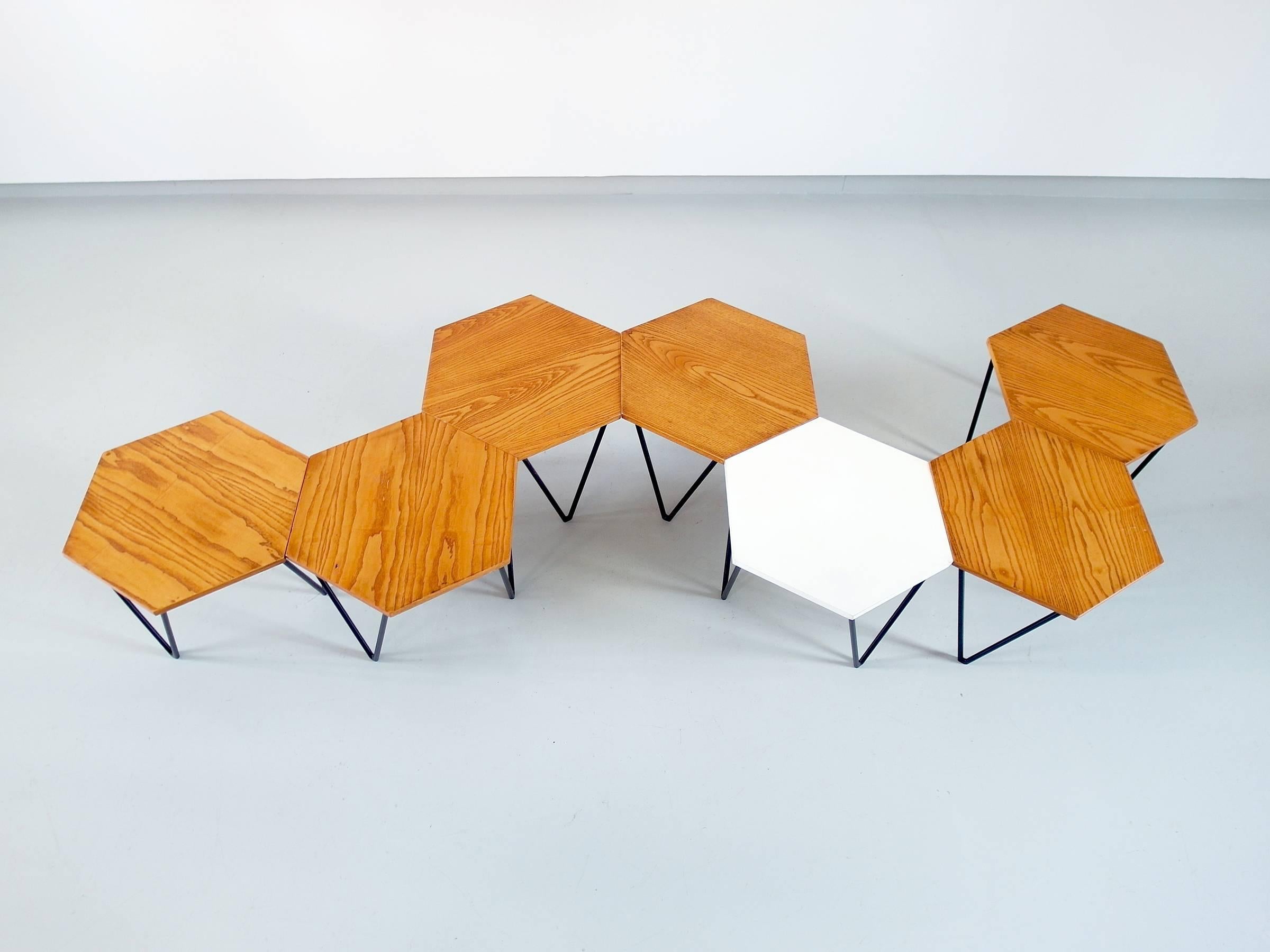 Mid-Century Modern Gio Ponti Set of Seven Modular Coffee Tables for I.S.A., Italy, circa 1950