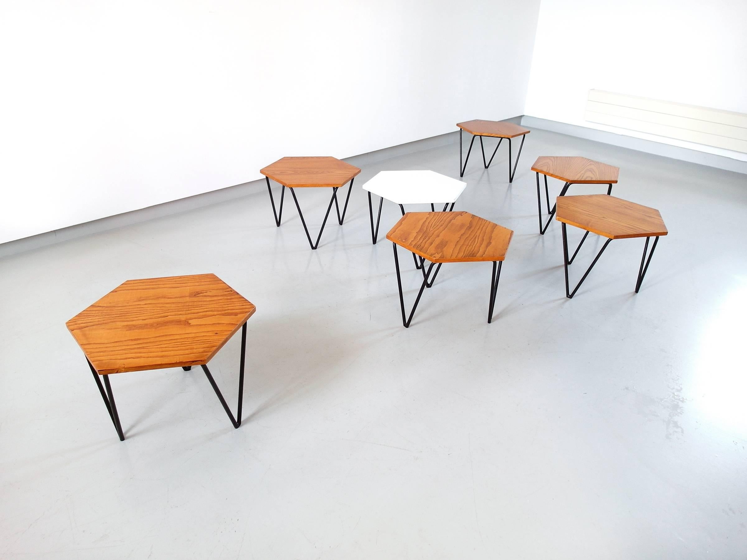 Mid-20th Century Gio Ponti Set of Seven Modular Coffee Tables for I.S.A., Italy, circa 1950