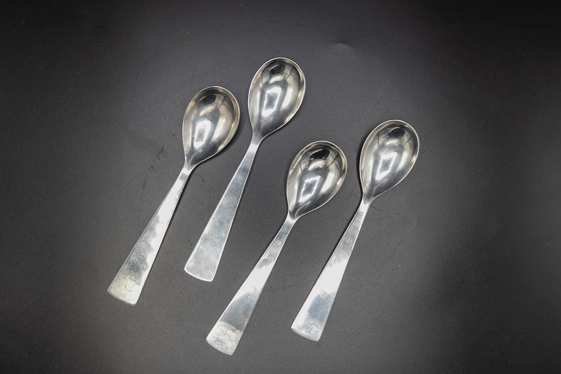 Gio Ponti Set of Four Chrome Steel Flatware for Krupp Italia In Good Condition In Milano, IT