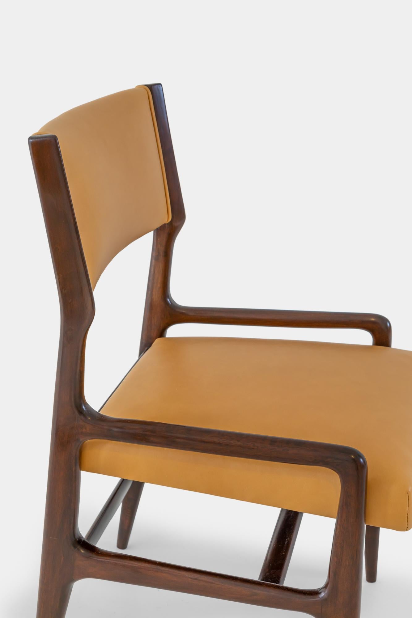 Mid-20th Century Gio Ponti Rare Set of Four Leather Dining Chairs