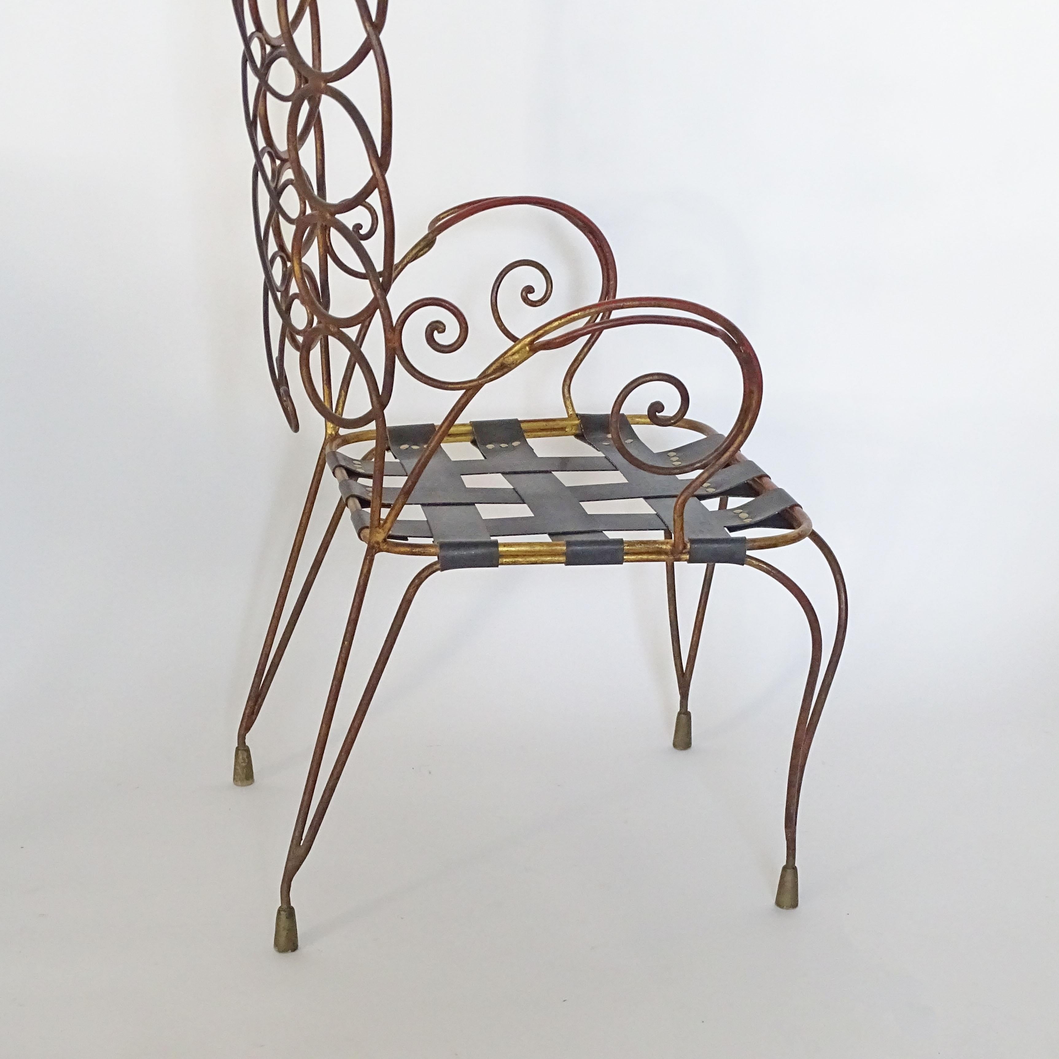 Gio Ponti Set of Four Painted and Gilded Iron Armchairs, 1948 For Sale 3