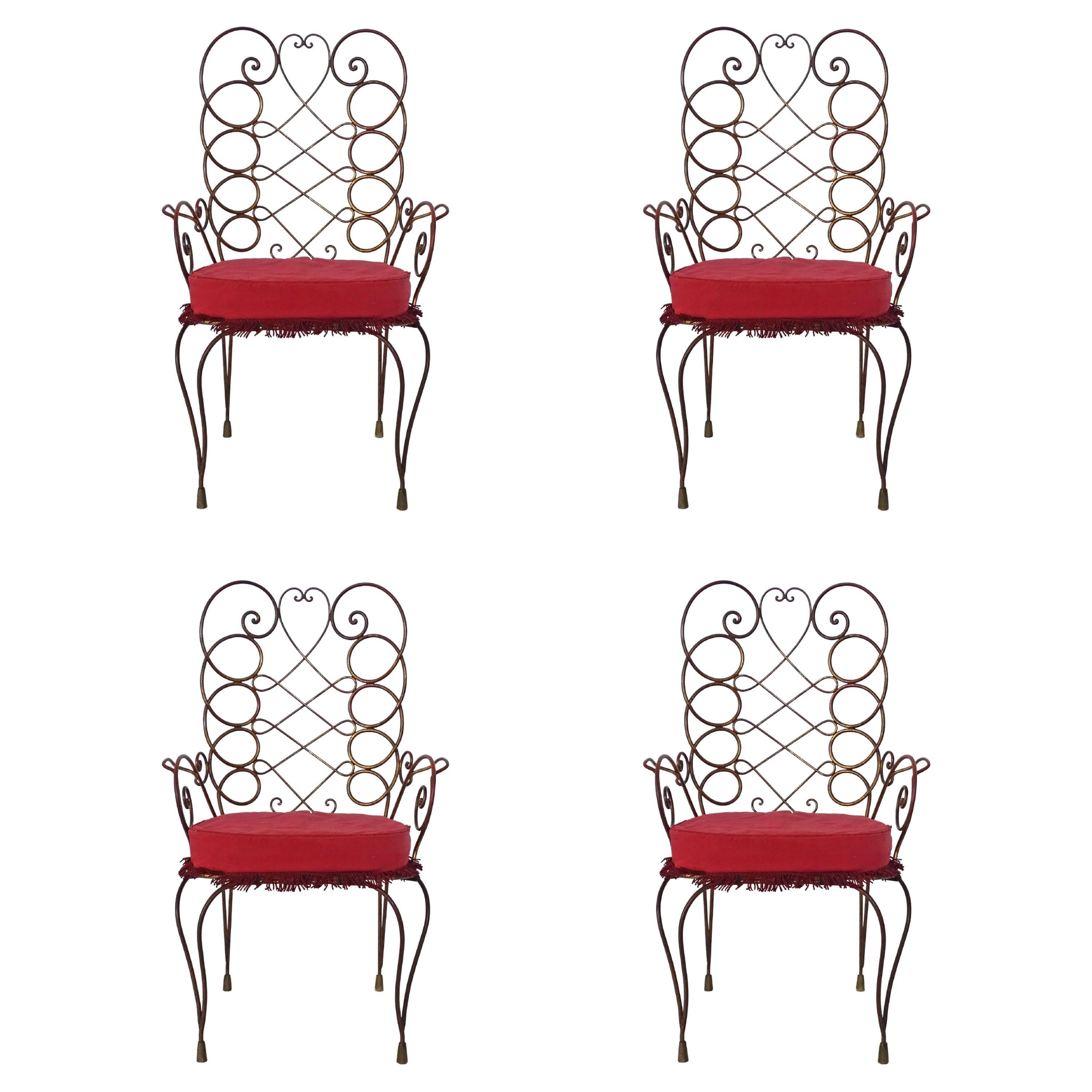 Gio Ponti Set of Four Painted and Gilded Iron Armchairs, 1948 For Sale