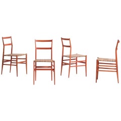 Gio Ponti Set of Four Superleggera Dining Chairs in Ashwood Cassina 1957 Italy