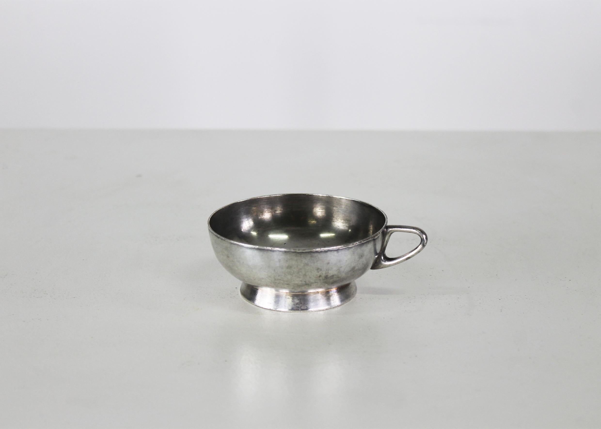Gio Ponti ensemble de six tasses en alpagacca argentée pour Fratelli Calderoni 1950 Bon état - En vente à Montecatini Terme, IT