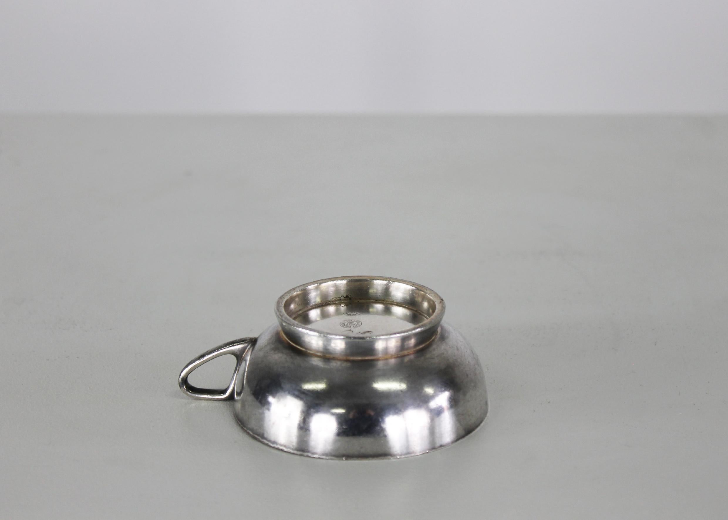 Gio Ponti ensemble de six tasses en alpagacca argentée pour Fratelli Calderoni 1950 en vente 1