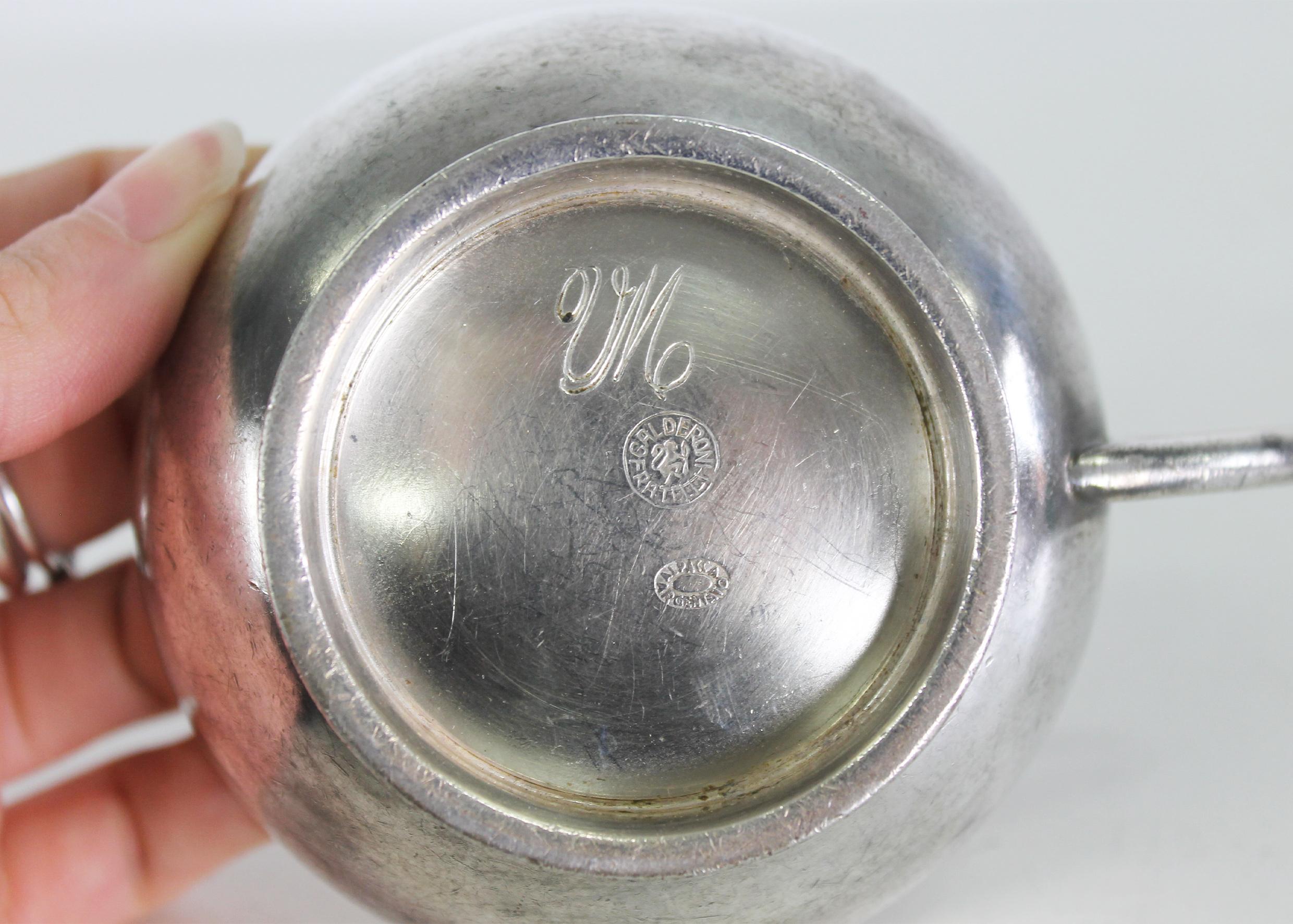 Gio Ponti ensemble de six tasses en alpagacca argentée pour Fratelli Calderoni 1950 en vente 2