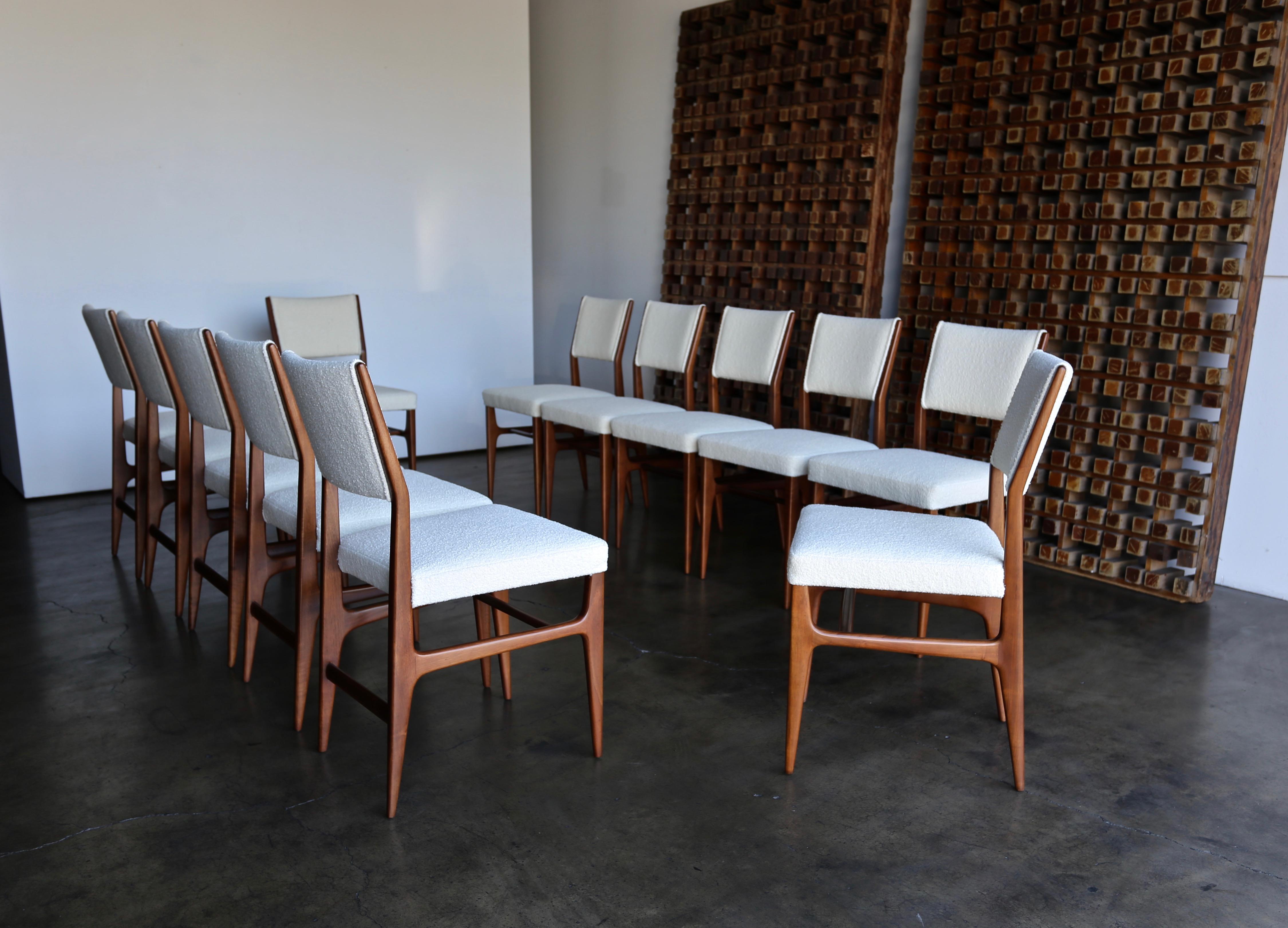 Gio Ponti set of twelve dining chairs for Singer & Sons, circa 1950. This set has been professionally restored.