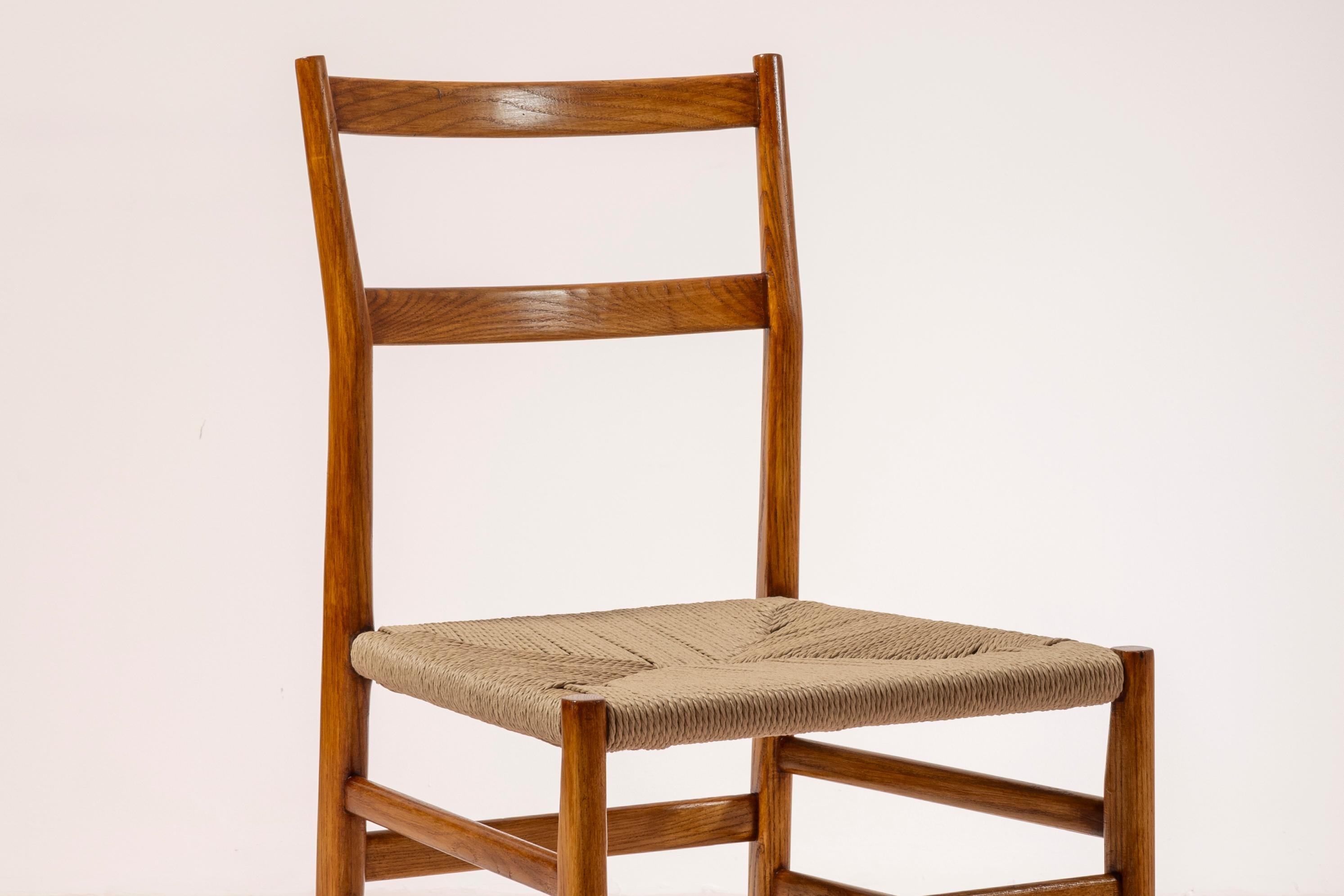 Cane Gio Ponti set of twelve Leggera chairs with rope seat, Cassina, Italy, 1951 For Sale