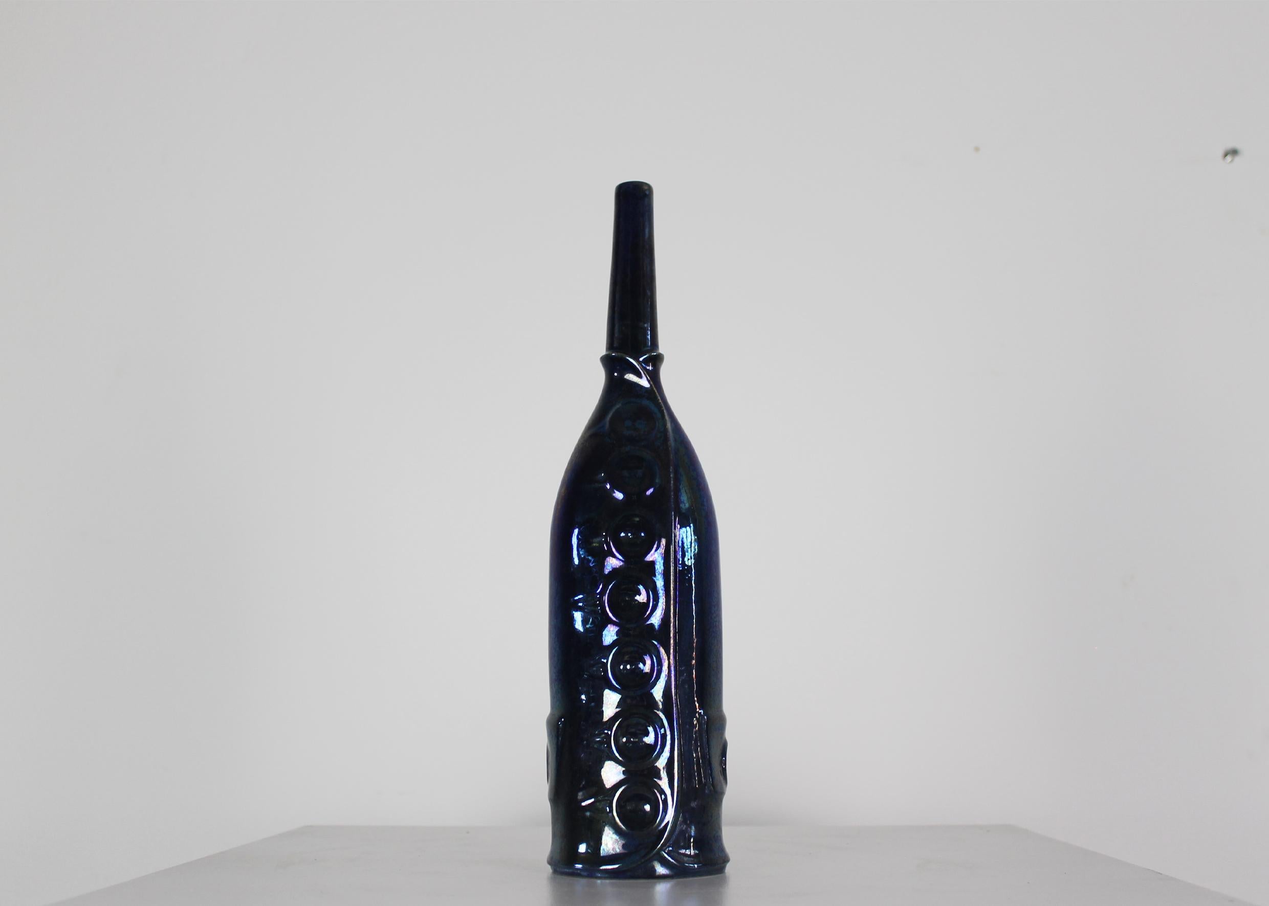 Gio Ponti: Set aus zwei blauen Keramikflaschen von Cooperativa Ceramica Imola, 1993 (Italienisch) im Angebot