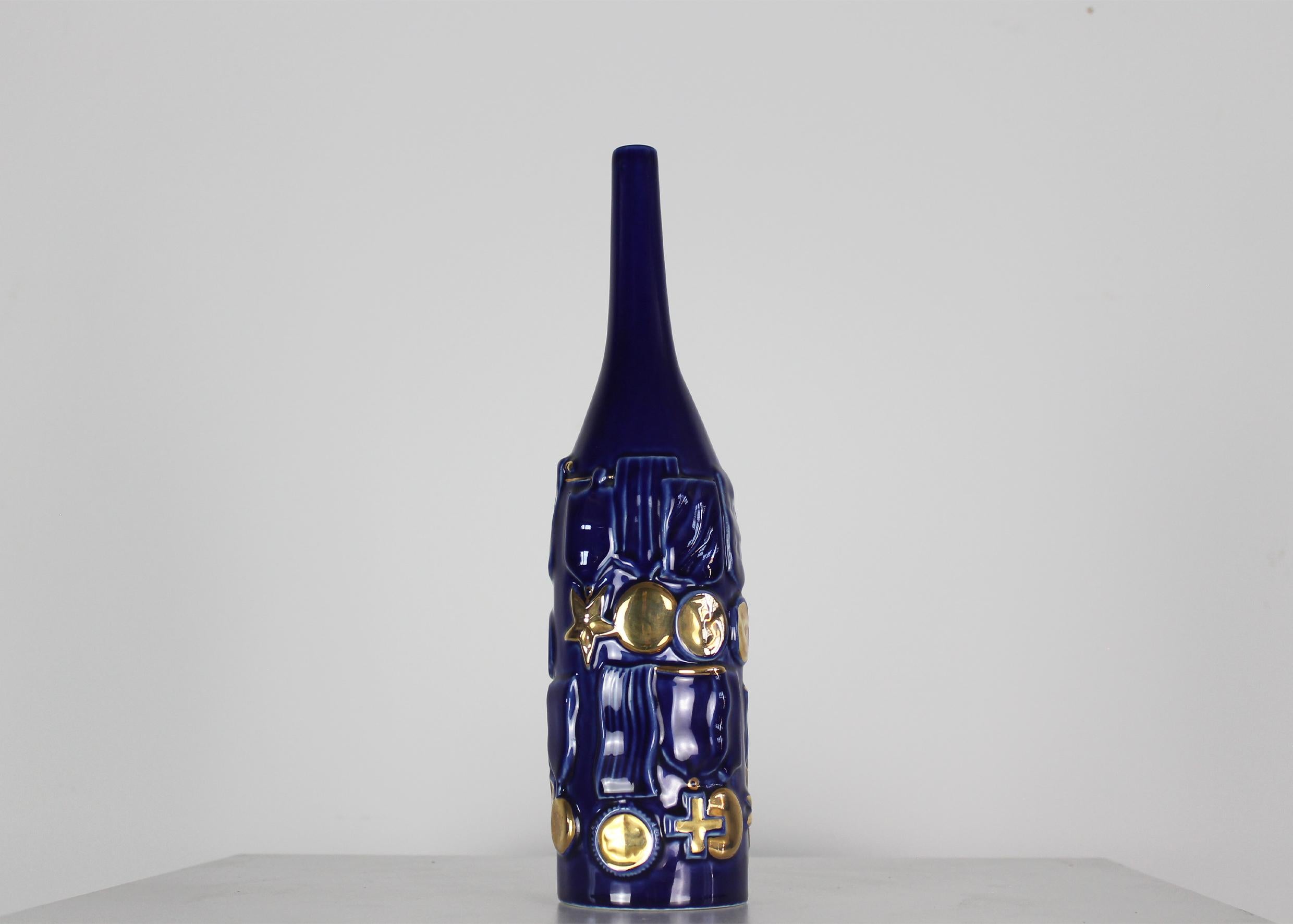 Mid-Century Modern Gio Ponti Set of Two Bottles in Ceramic by Cooperativa Ceramica Imola 1990s