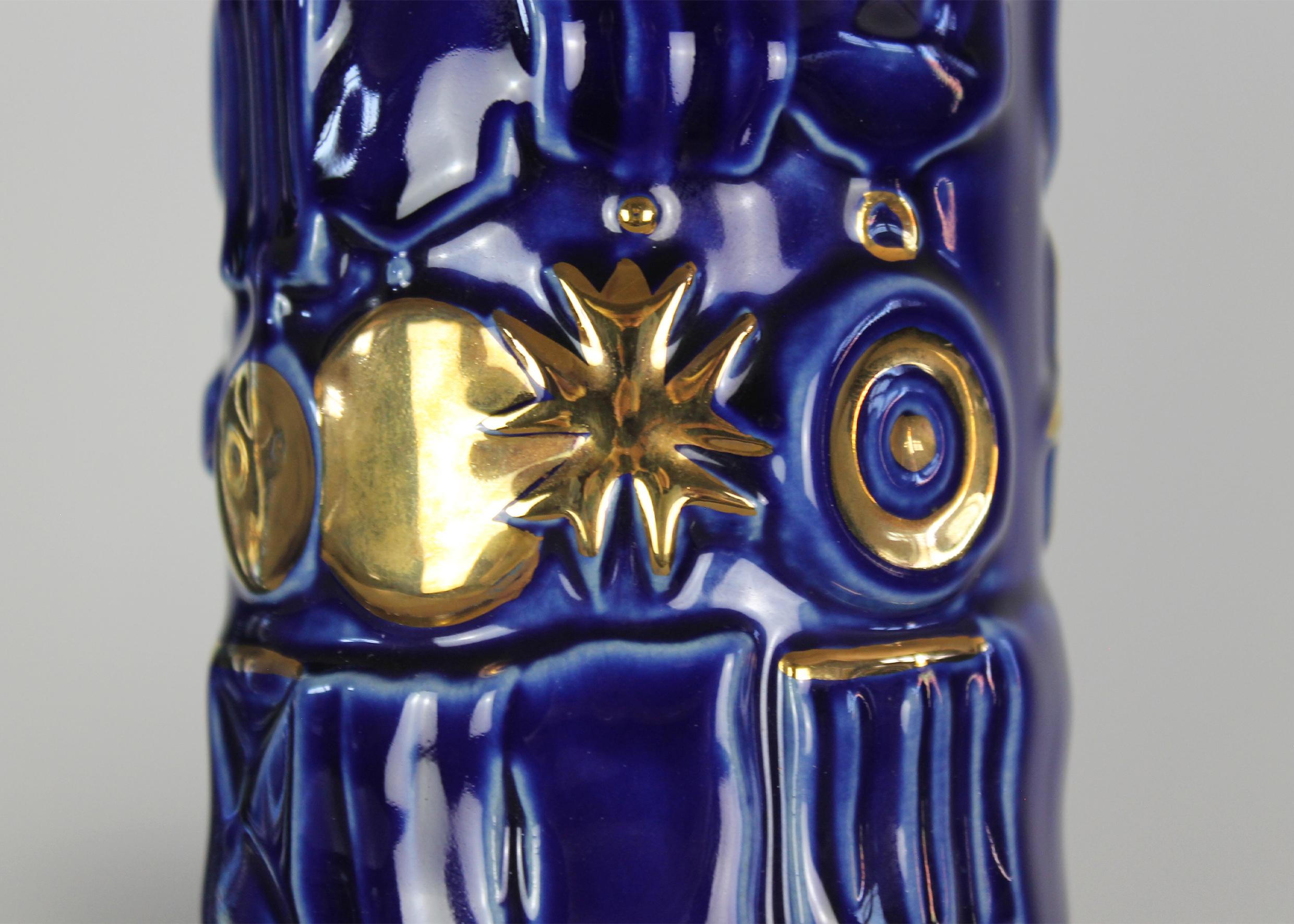 Gio Ponti: Set aus zwei blauen Keramikflaschen von Cooperativa Ceramica Imola, 1993 (Ende des 20. Jahrhunderts) im Angebot