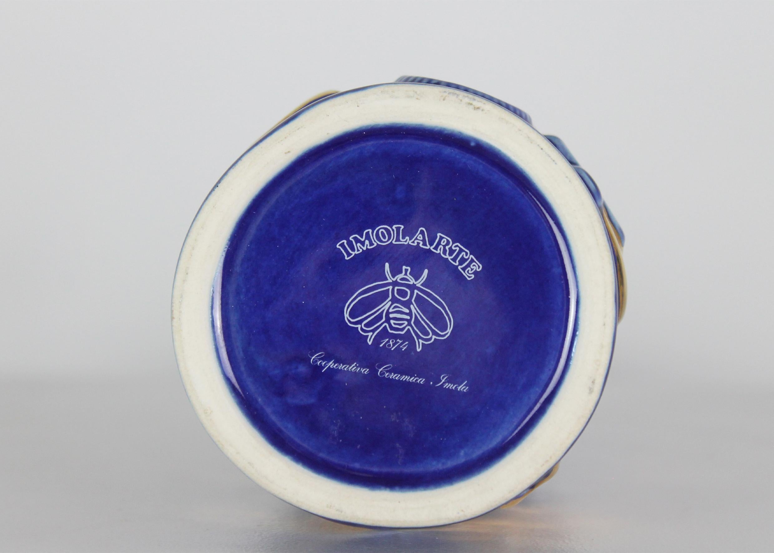 Gio Ponti: Set aus zwei blauen Keramikflaschen von Cooperativa Ceramica Imola, 1993 im Angebot 1