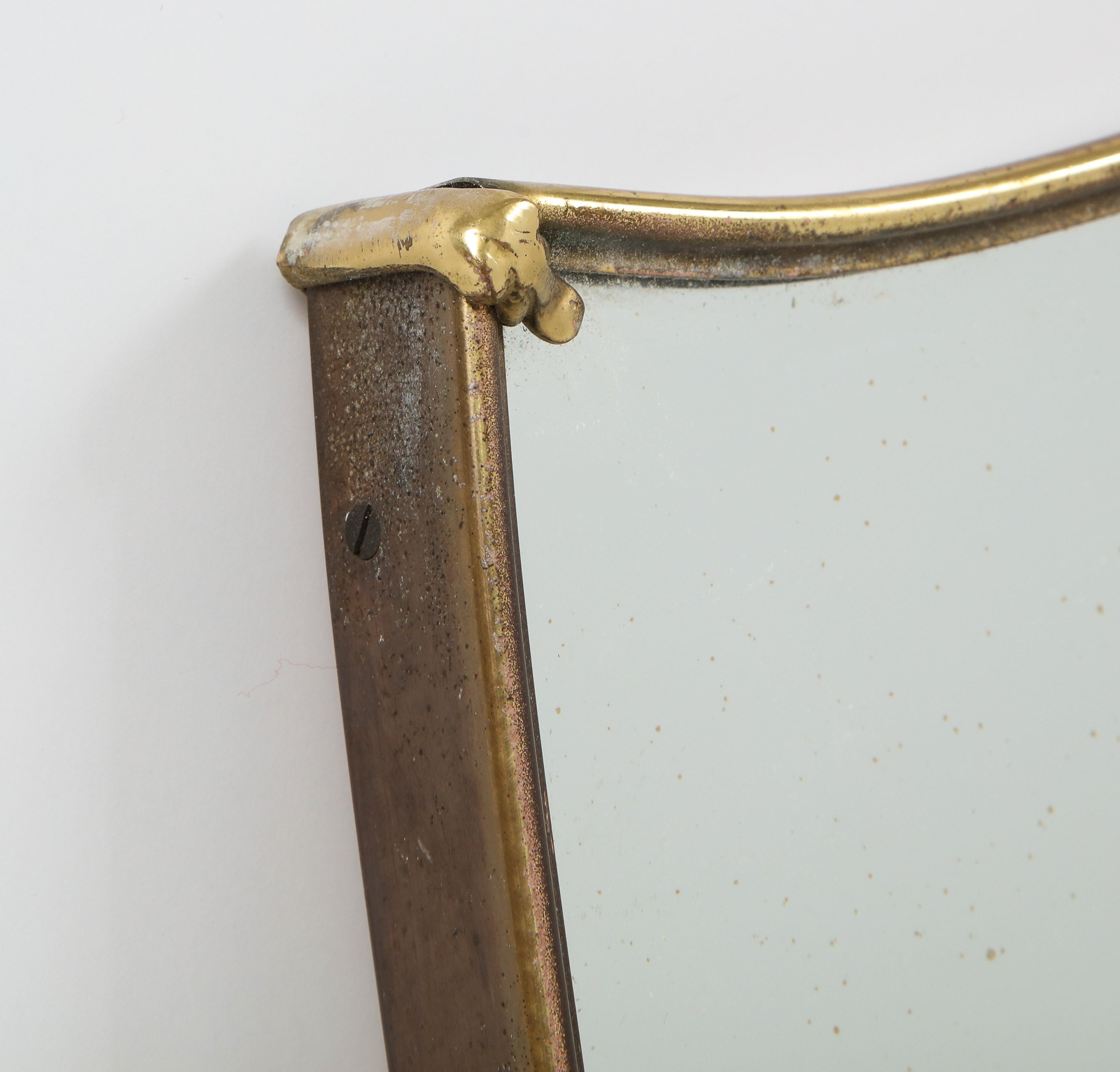 Gio Ponti Style Shaped Brass Mirror with Original Glass 2
