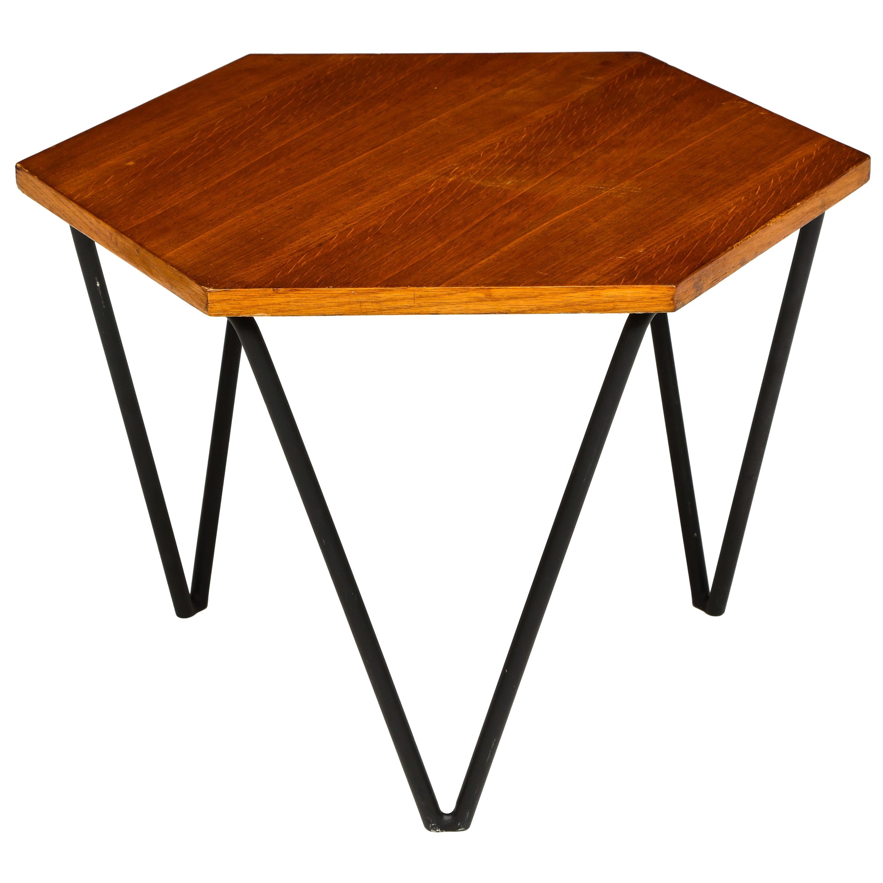 Gio Ponti Side Table by ISA, Wood and Iron, 1950s, Midcentury, Italy