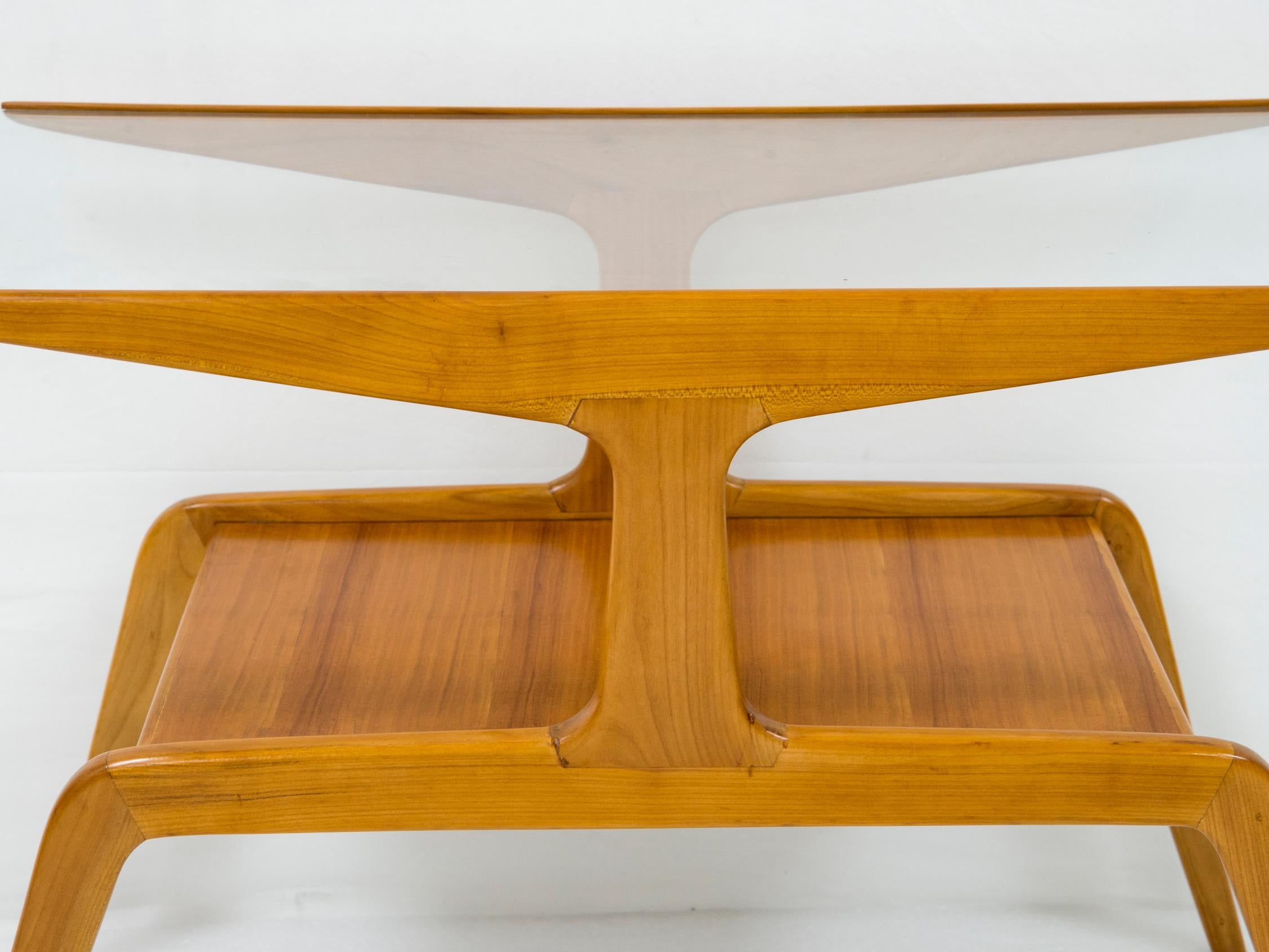 Italian Gio Ponti, Side Table in Wood and Glass, circa 1950 For Sale