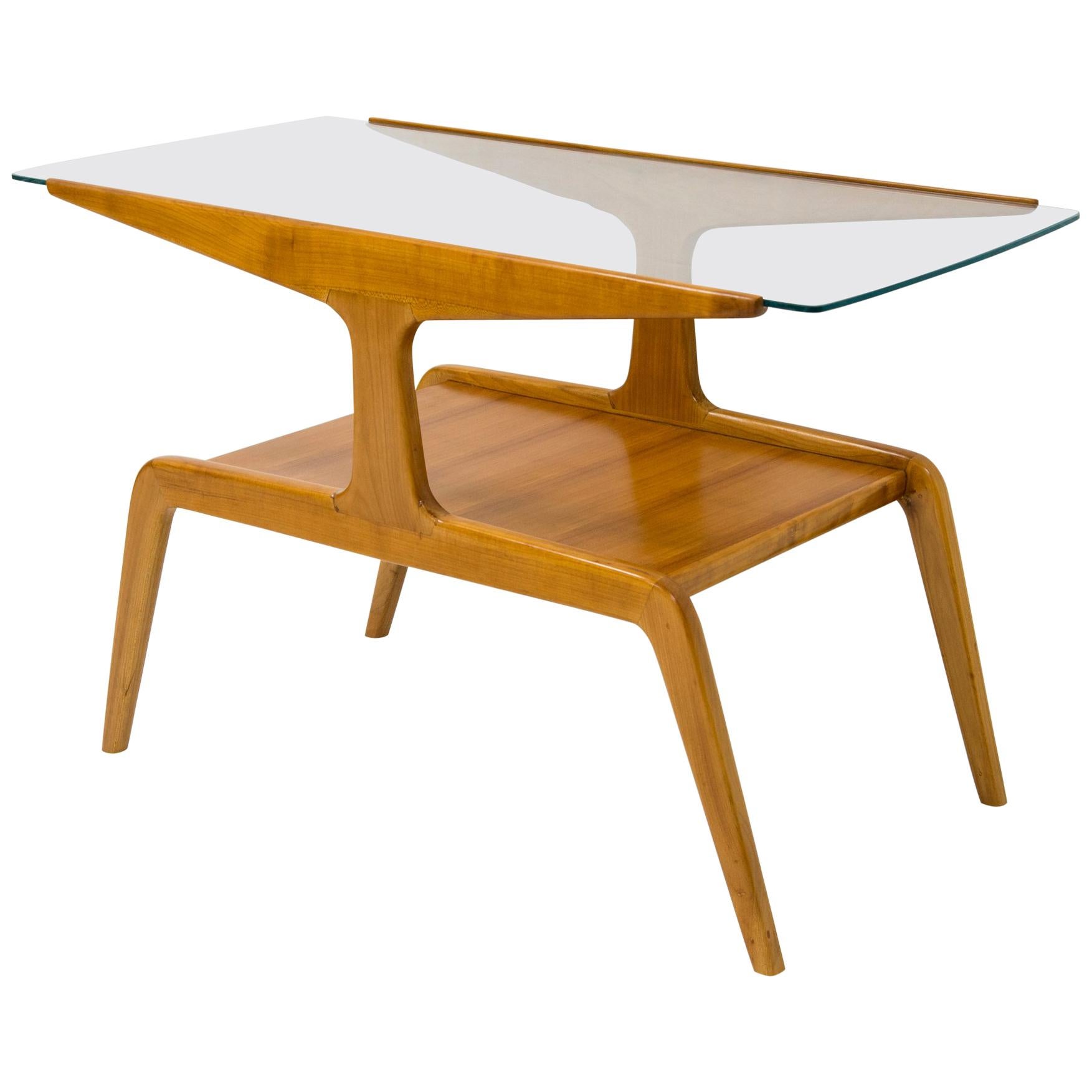 Gio Ponti, Side Table in Wood and Glass, circa 1950 For Sale