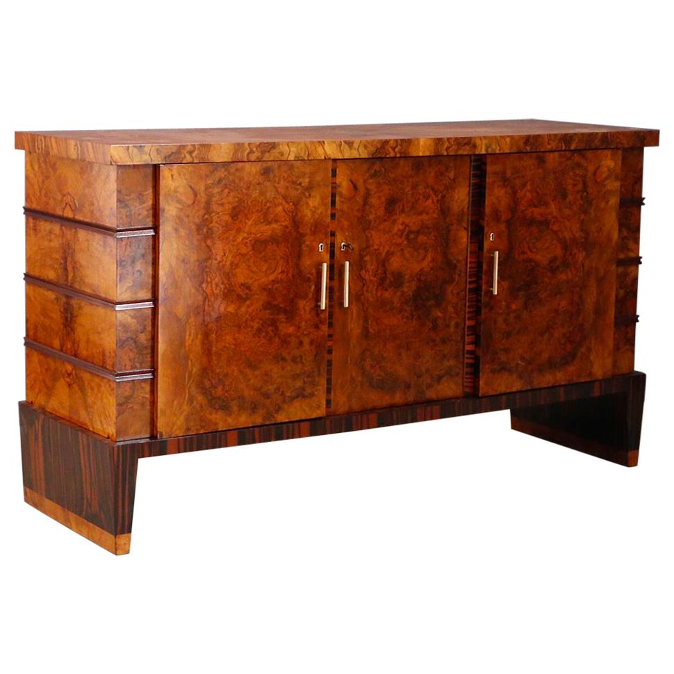Gio Ponti Sideboard Midcentury in Walnut Briar and Brass Attributed, 1950s