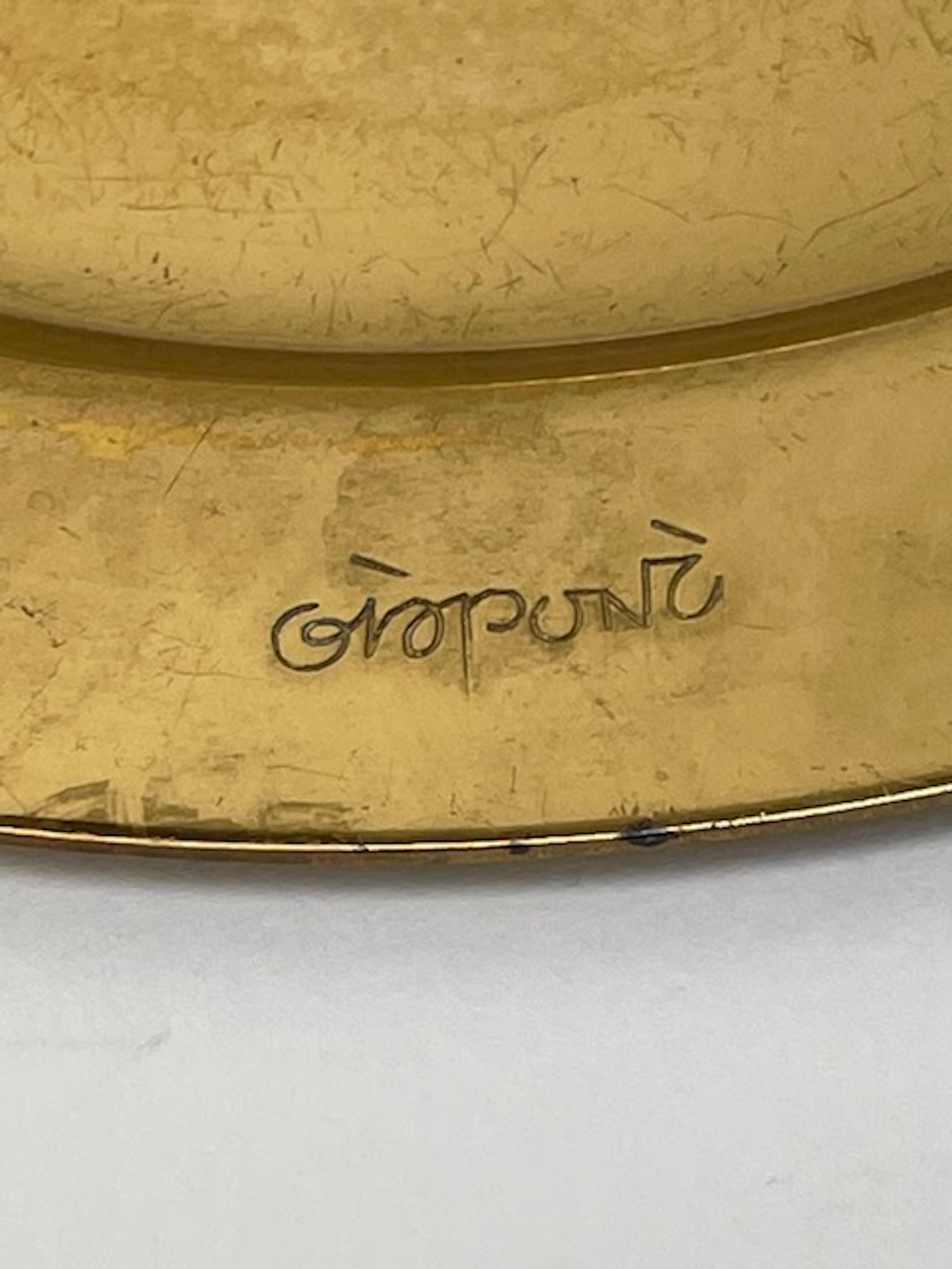 Italian Giò Ponti Signed Golden Brass Plate For Sale
