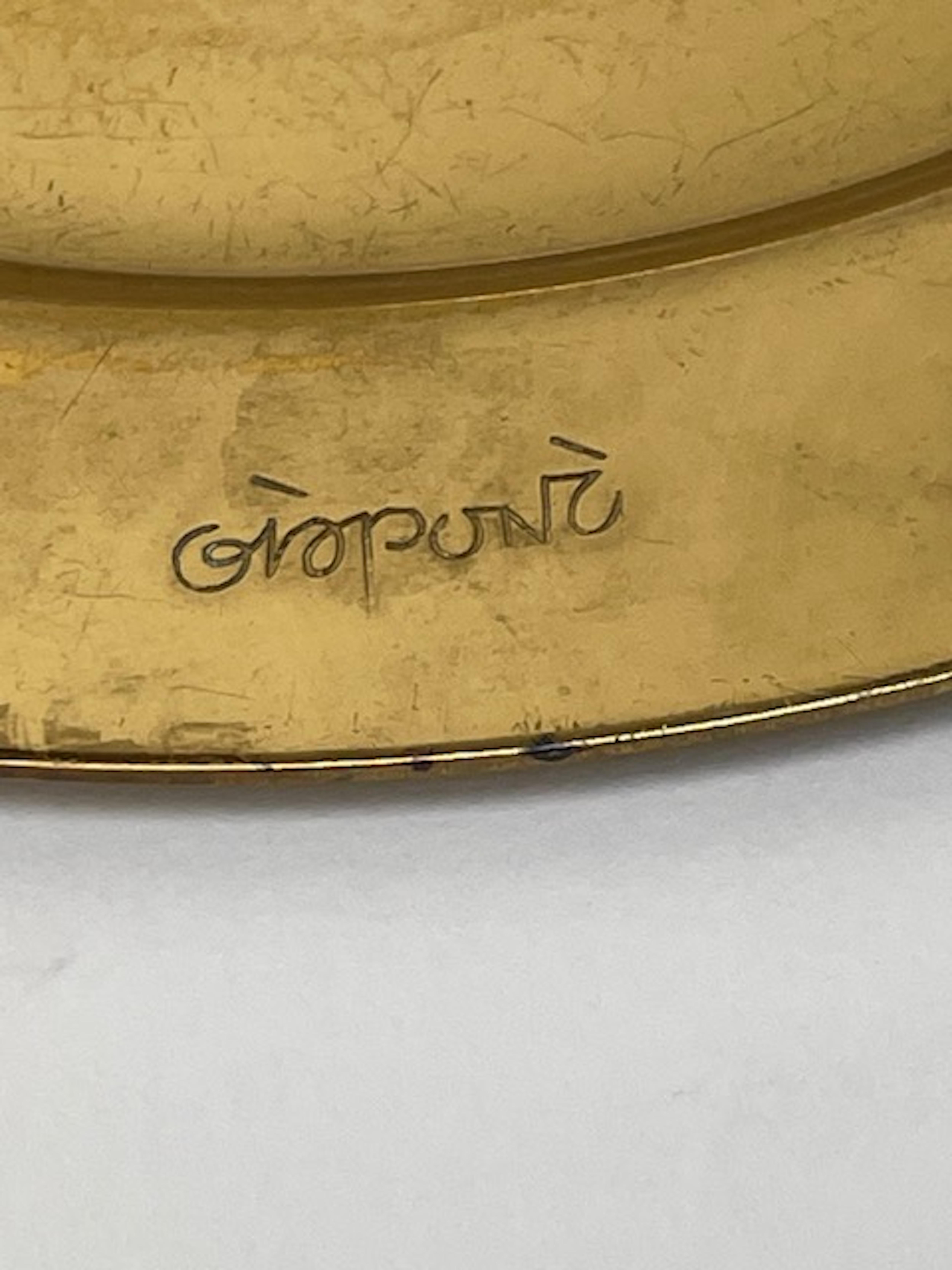 Giò Ponti Signed Golden Brass Plate In Fair Condition For Sale In Firenze, Toscana
