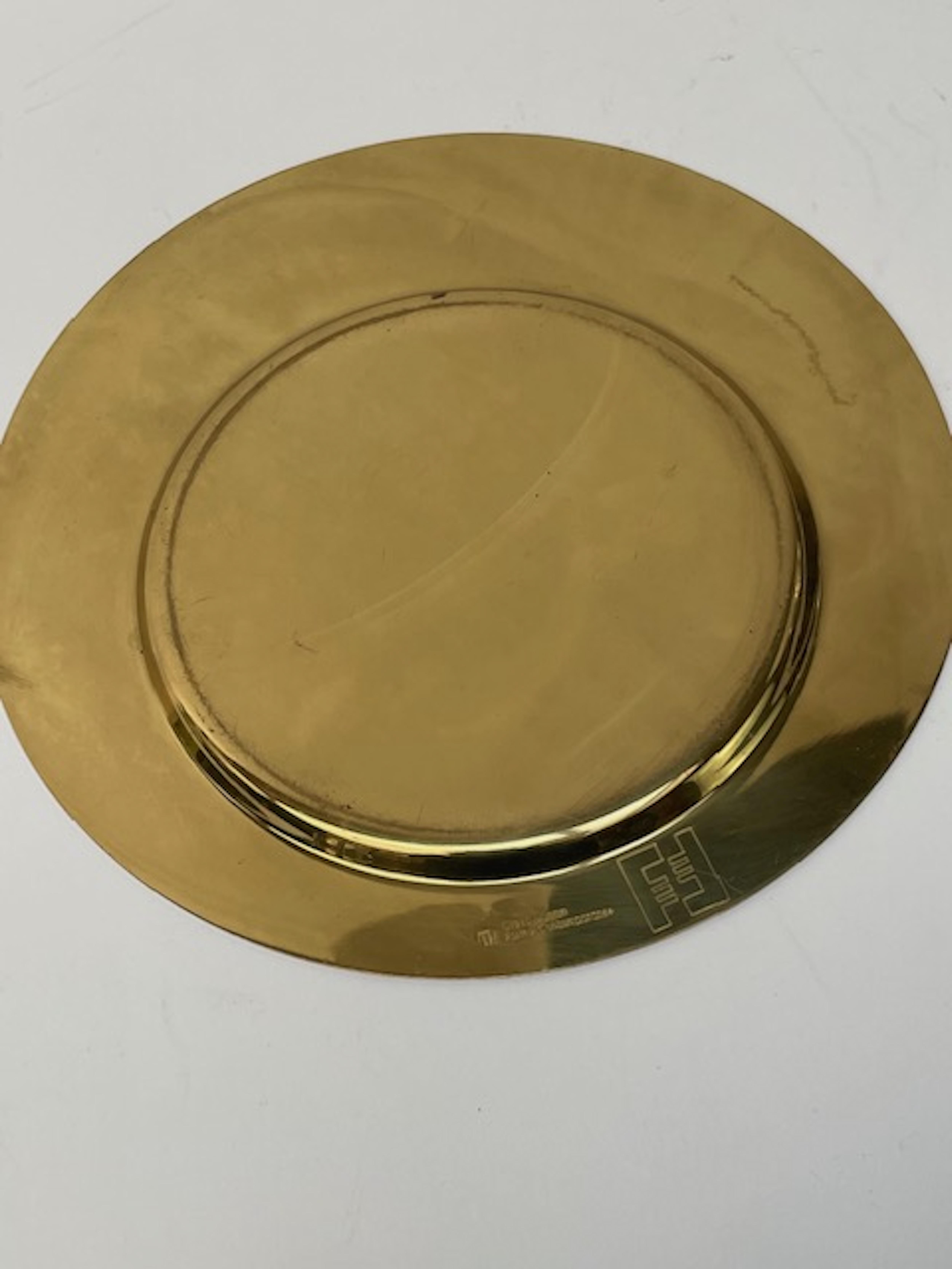 Giò Ponti Signed Golden Brass Plate For Sale 1