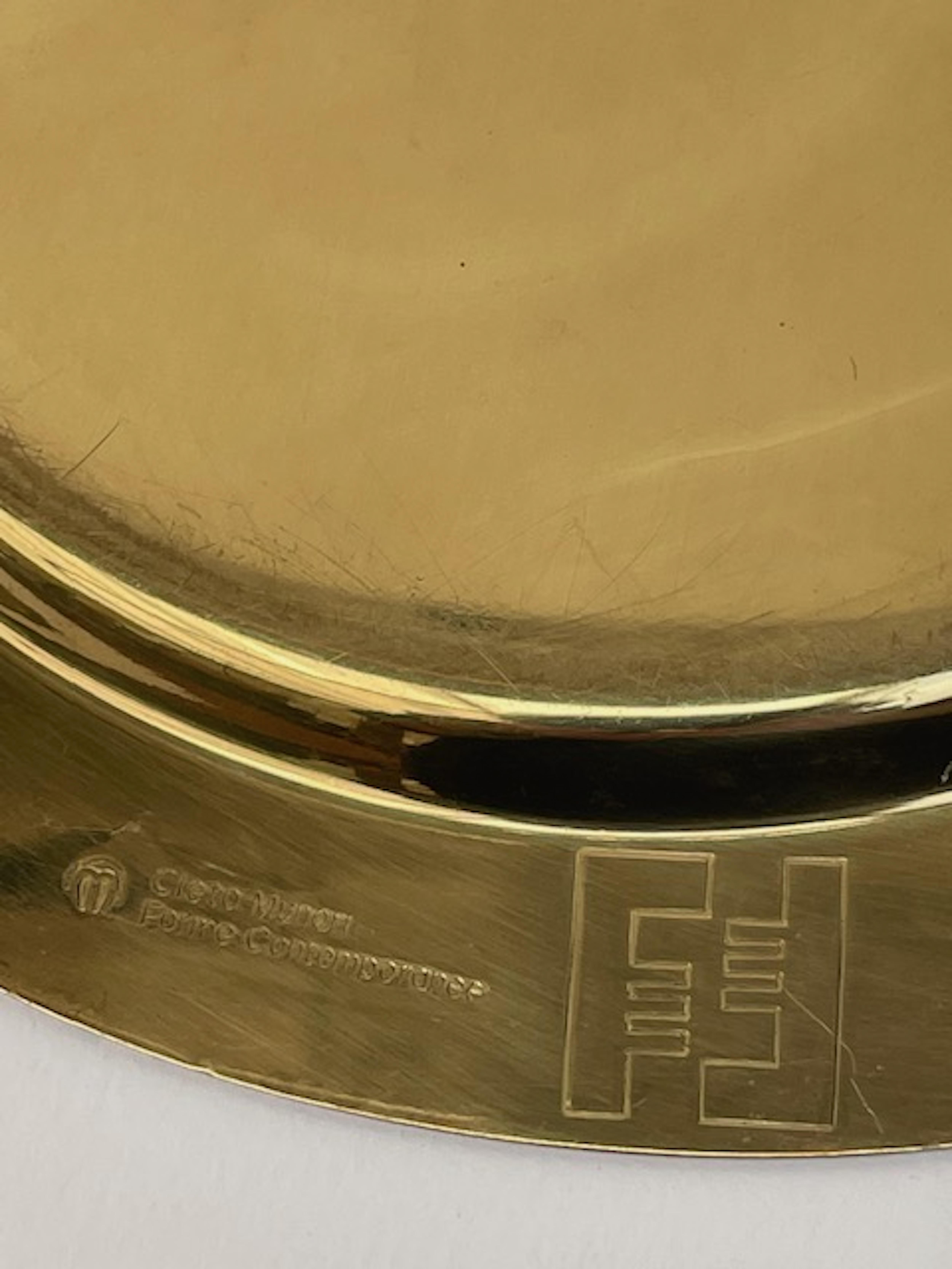 Giò Ponti Signed Golden Brass Plate For Sale 3