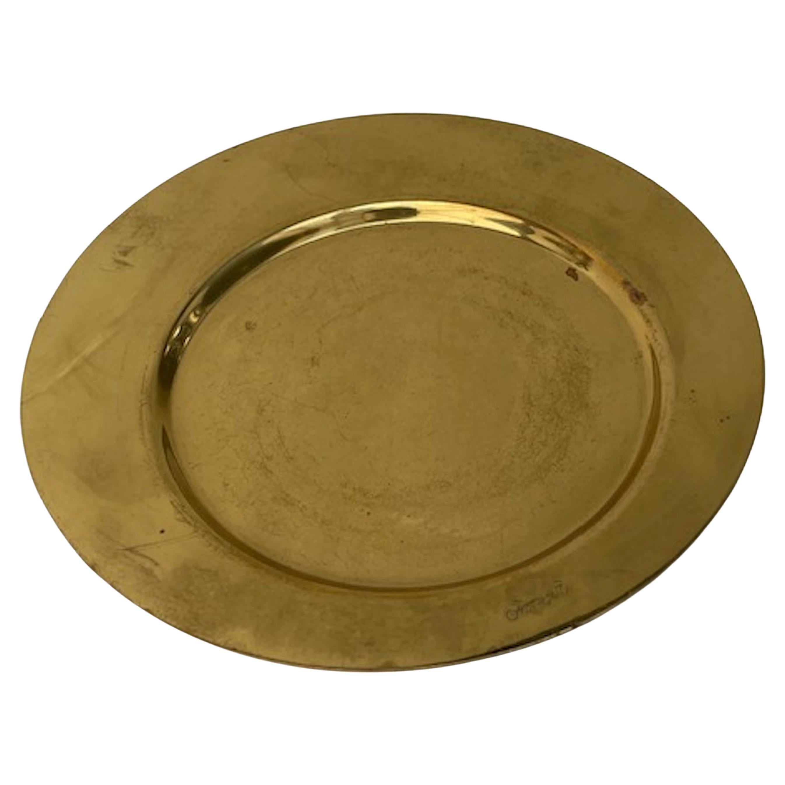 Giò Ponti Signed Golden Brass Plate For Sale