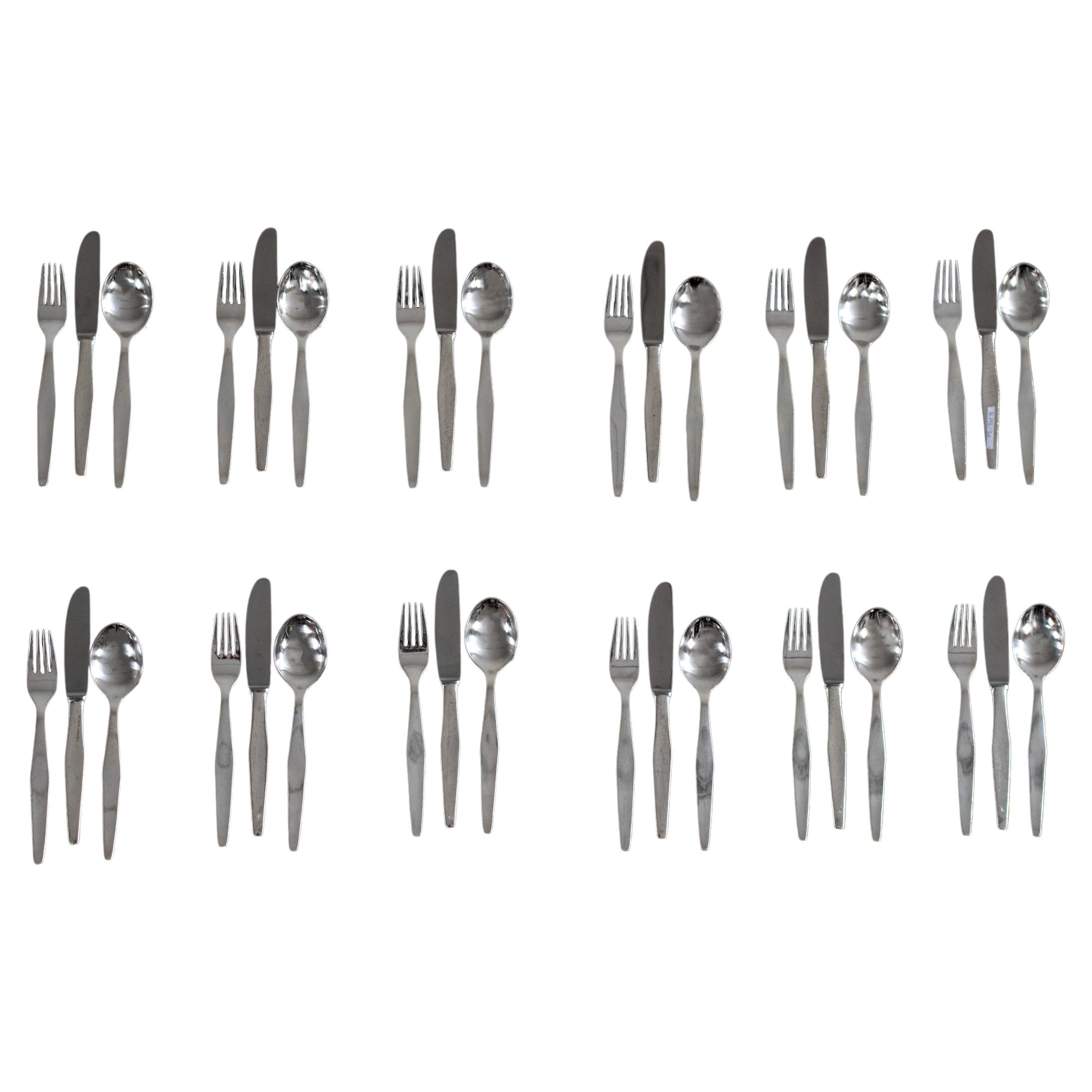 Gio Ponti Silver Cutlery Set for Twelve by Krupp Italy 1950s For Sale