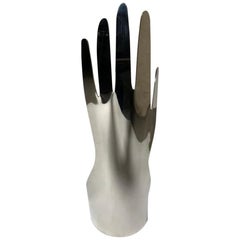 Vintage Gio Ponti Silver Metal Sculpture Model Hand 5 Fingers for Sabattini, Italy