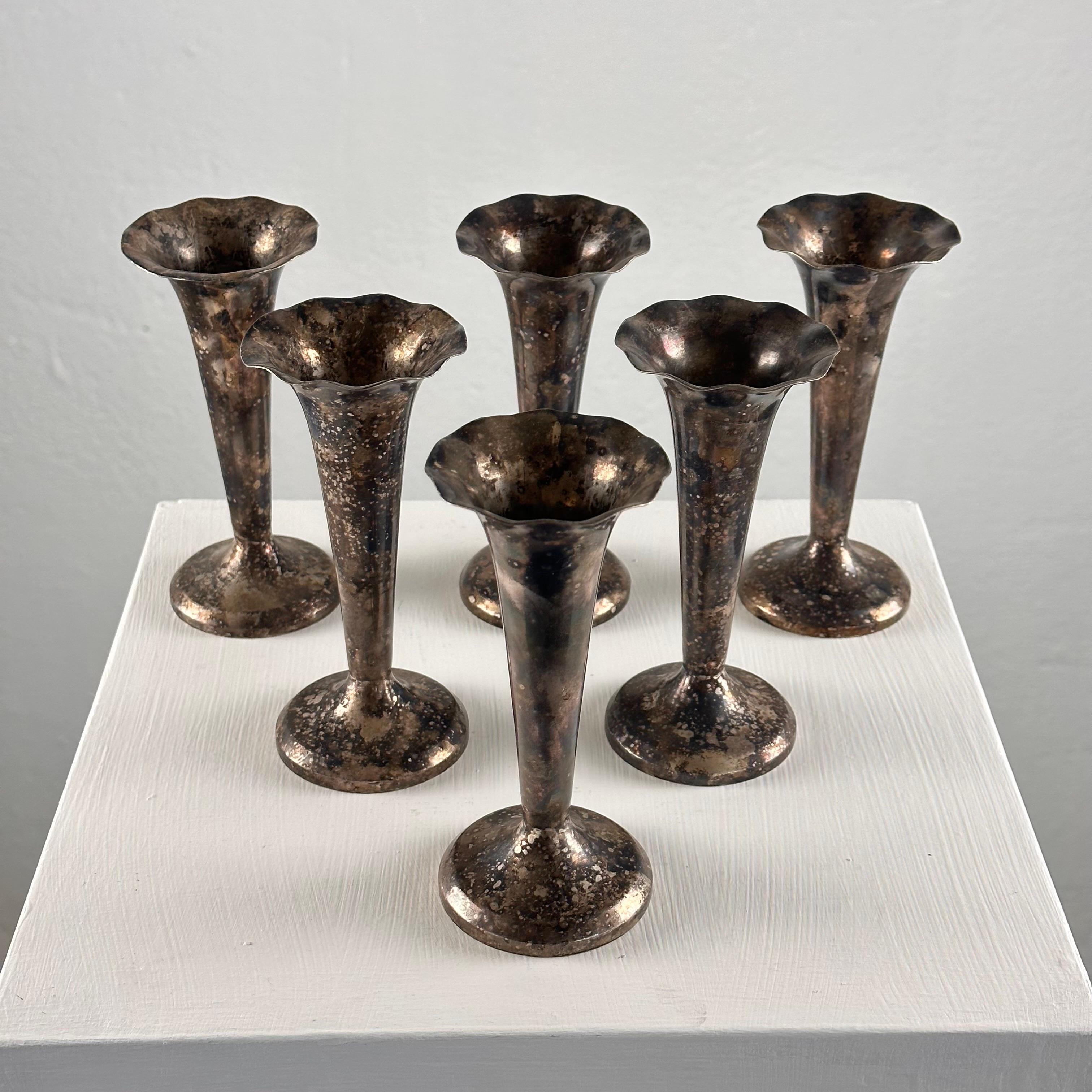 Mid-Century Modern Gio Ponti Silver Plate Soliflores for Fratelli Calderoni, Italy, 1960s, Set of 6 For Sale