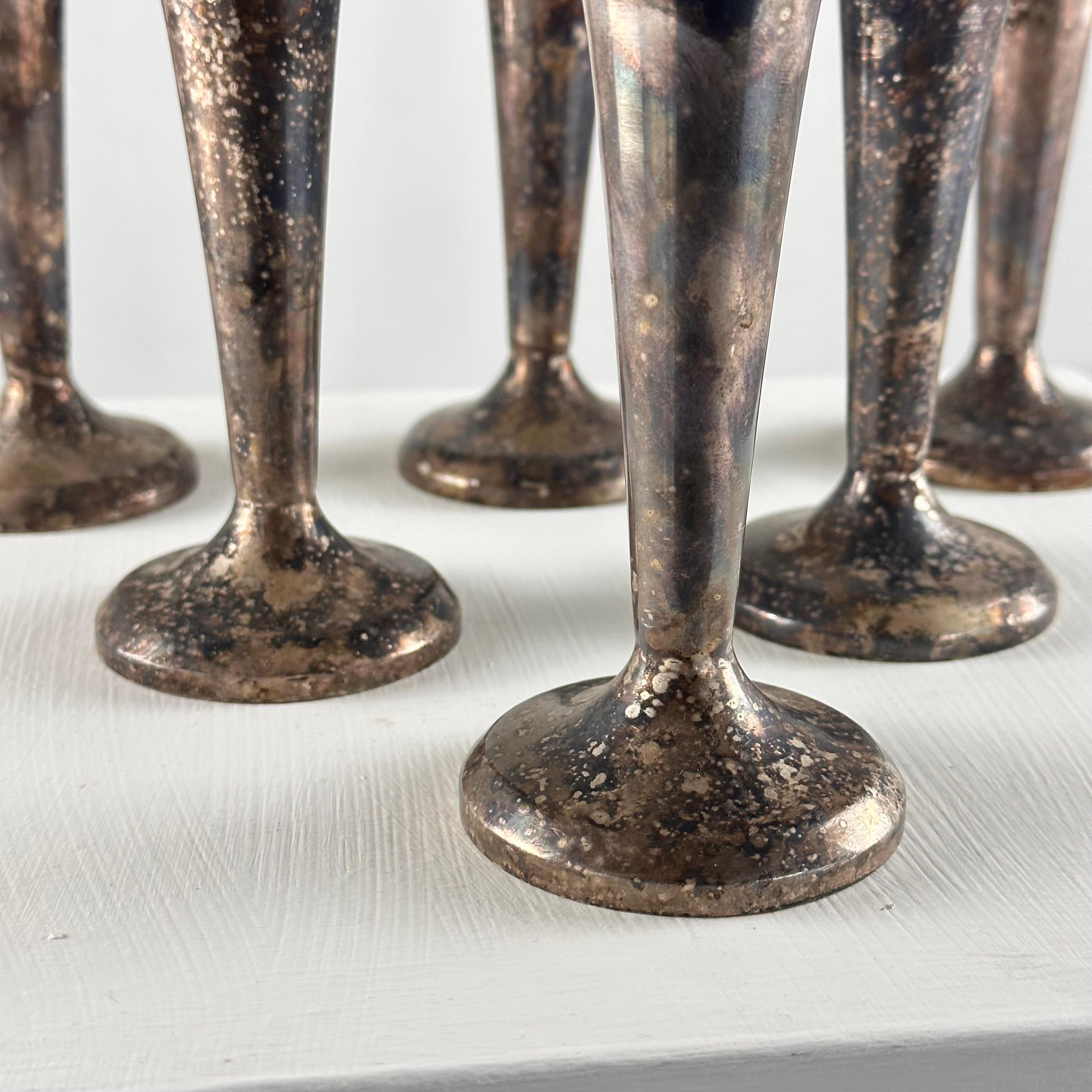 Silvered Gio Ponti Silver Plate Soliflores for Fratelli Calderoni, Italy, 1960s, Set of 6 For Sale