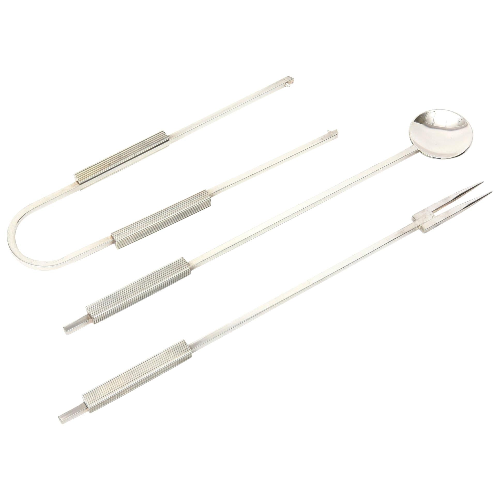 Gio Ponti Silver Plate Utensil Barware Set Italian Vintage Modernist