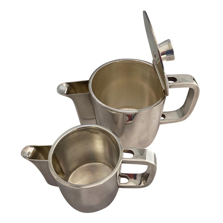 Gio Ponti Silver Plated Alpaca Coffee Pot and Milk Jug for Krupp, 1930s