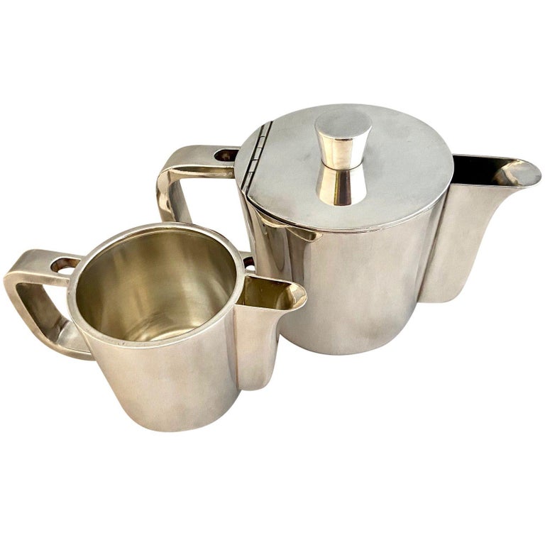Gio Ponti Silver Plated Alpaca Coffee Pot and Milk Jug for Krupp, 1930s