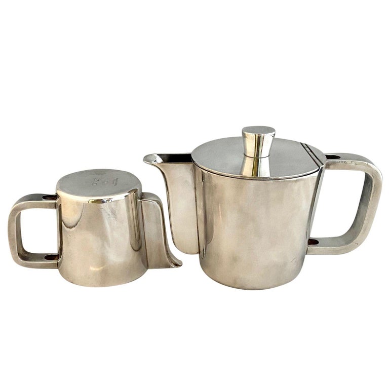 Gio Ponti Silver Plated Alpaca Coffee Pot and Milk Jug for Krupp, 1930s