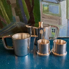 Gio Ponti Silver Plated Coffee Pot, Milk Jug and Egg Cups for Krupp, 1930s-1950s