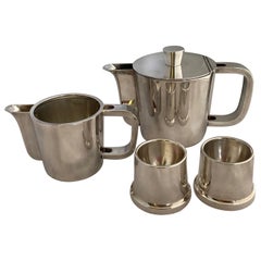 Gio Ponti Silver Plated Coffee Pot, Milk Jug and Egg Cups for Krupp, 1930s-1950s