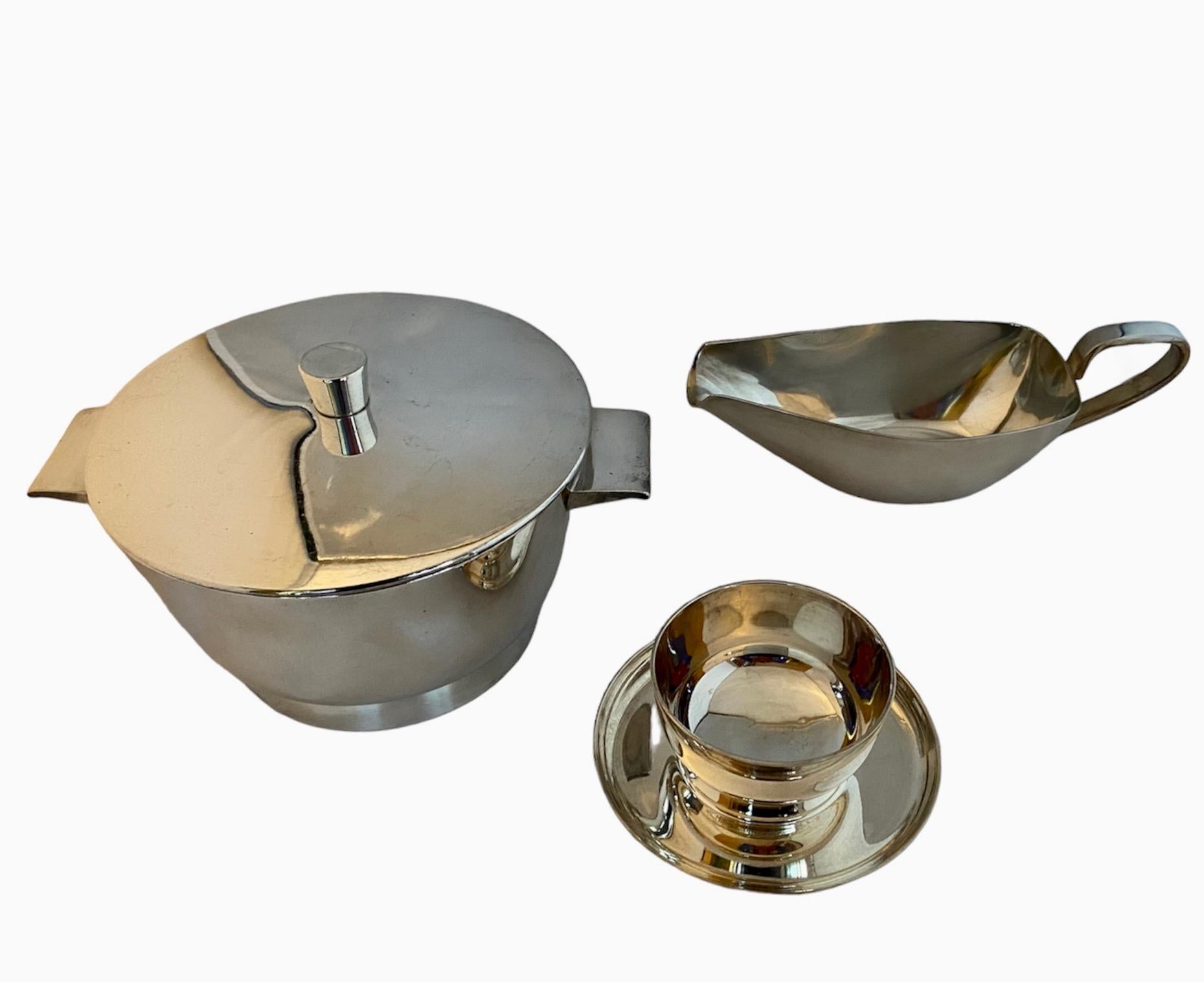 Sopera y tapa bañadas en plata Gio Ponti, salsera grande, cuenco para servir, Krupp Italiano en venta