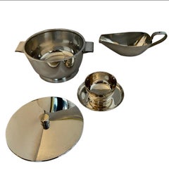 Gio Ponti Silver Plated Tureen and Cover, Large Sauce Boat, Serving Bowl, Krupp