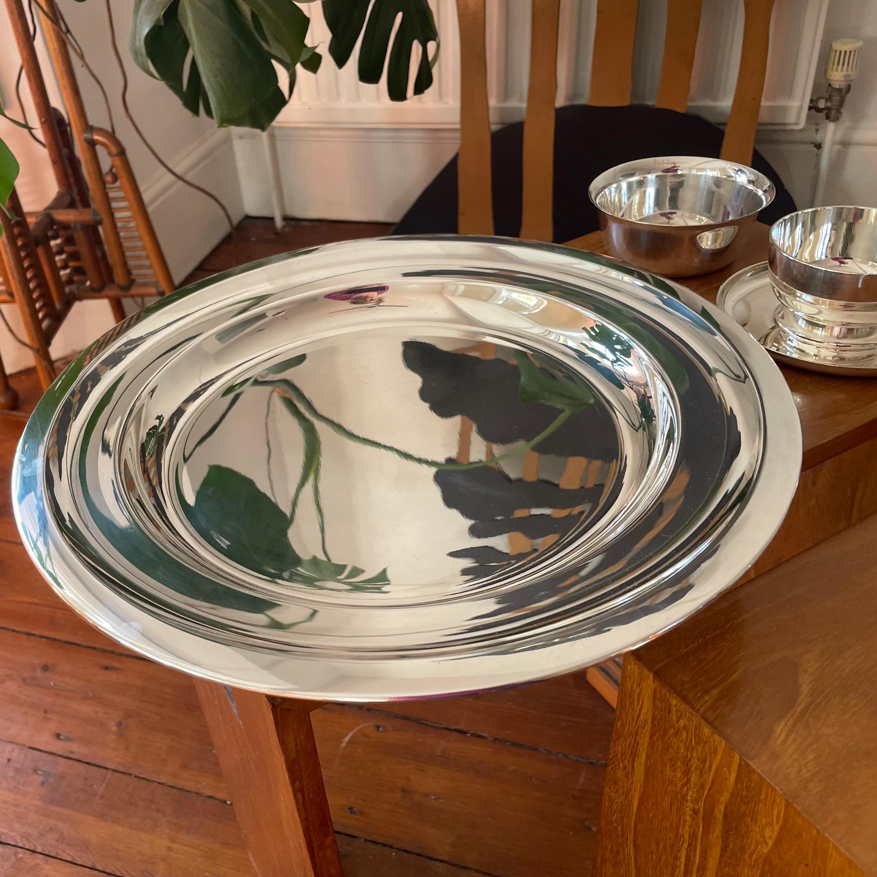 Gio Ponti Silver Plated Tureen, Sauce Boat, large Serving Dish and Bowls, Krupp For Sale 6