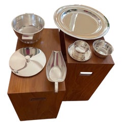 Gio Ponti Silver Plated Tureen, Sauce Boat, large Serving Dish and Bowls, Krupp