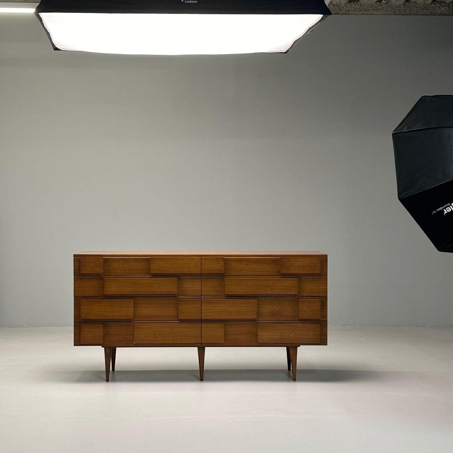 Gio Ponti, Singer & Sons, Italian Mid-Century Modern, Sculptural Dresser, Walnut For Sale 9