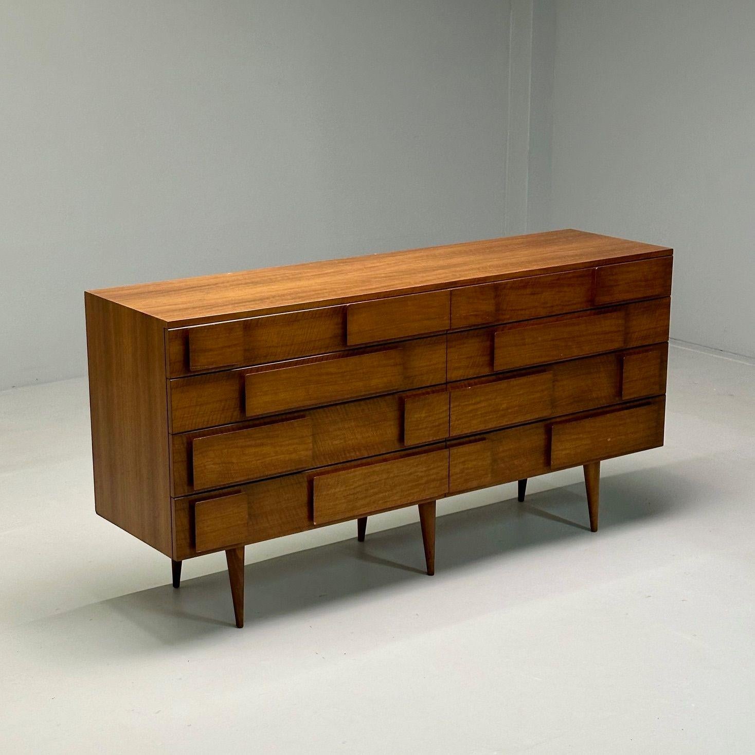Gio Ponti, Singer & Sons, Italian Mid-Century Modern, Sculptural Dresser, Walnut For Sale 1