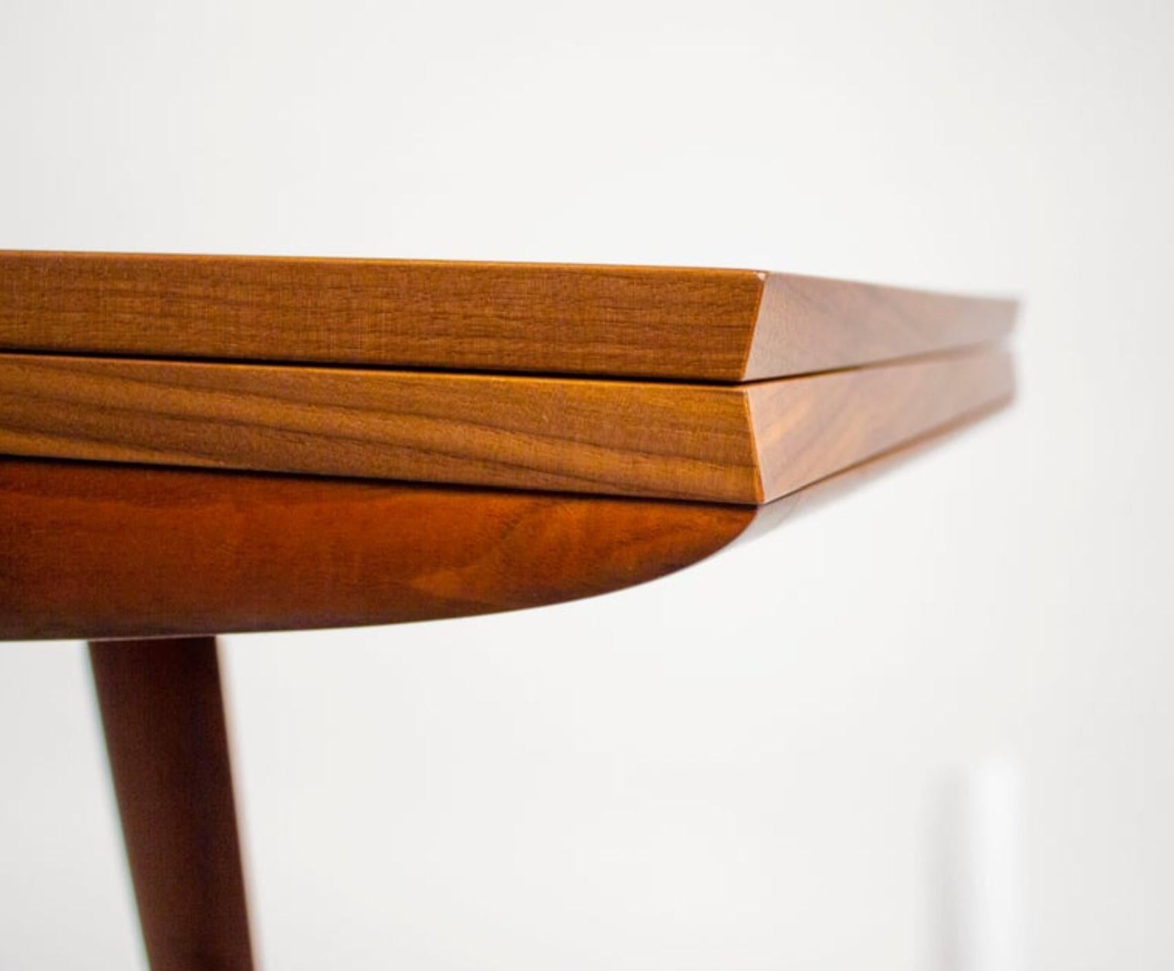 Gio Ponti Singer & Sons Model 2134 Table console de salle à manger à plateau rabattable en noyer et laiton en vente 3