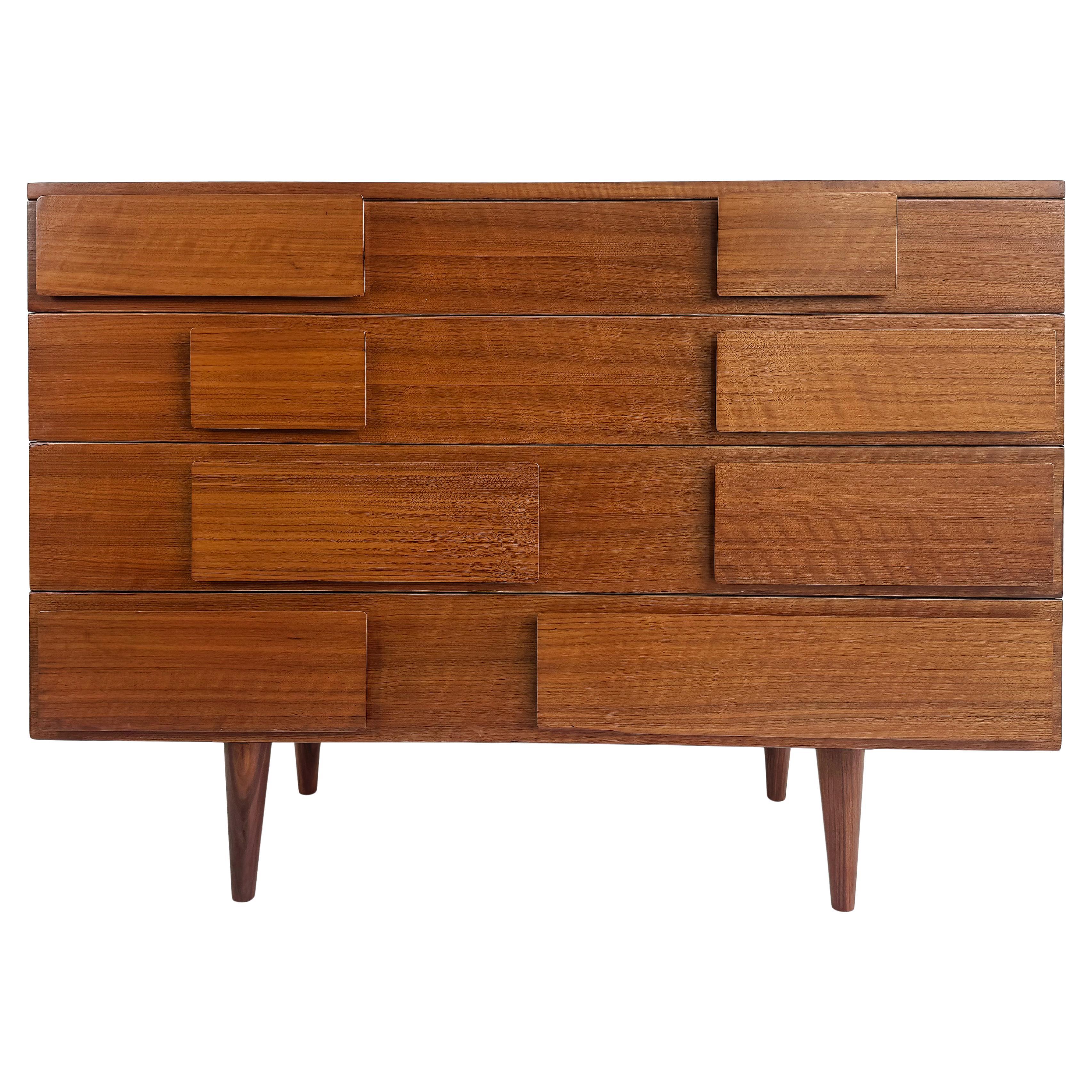 Gio Ponti Singer 
Sons Walnut, Rosewood Chest of Drawers Restored For Sale