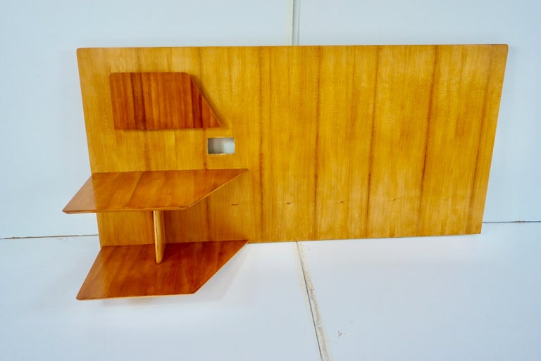 Italian Gio Ponti Single Elm Left Headboard with fitted bedside table, Hotel Royal, 1955 For Sale